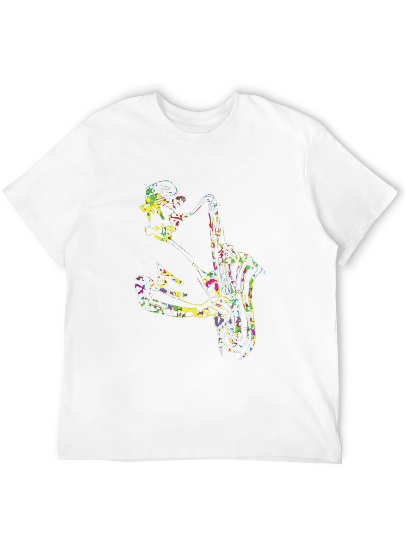 Black Colorful Saxophone Player Graphic Tee view 12
