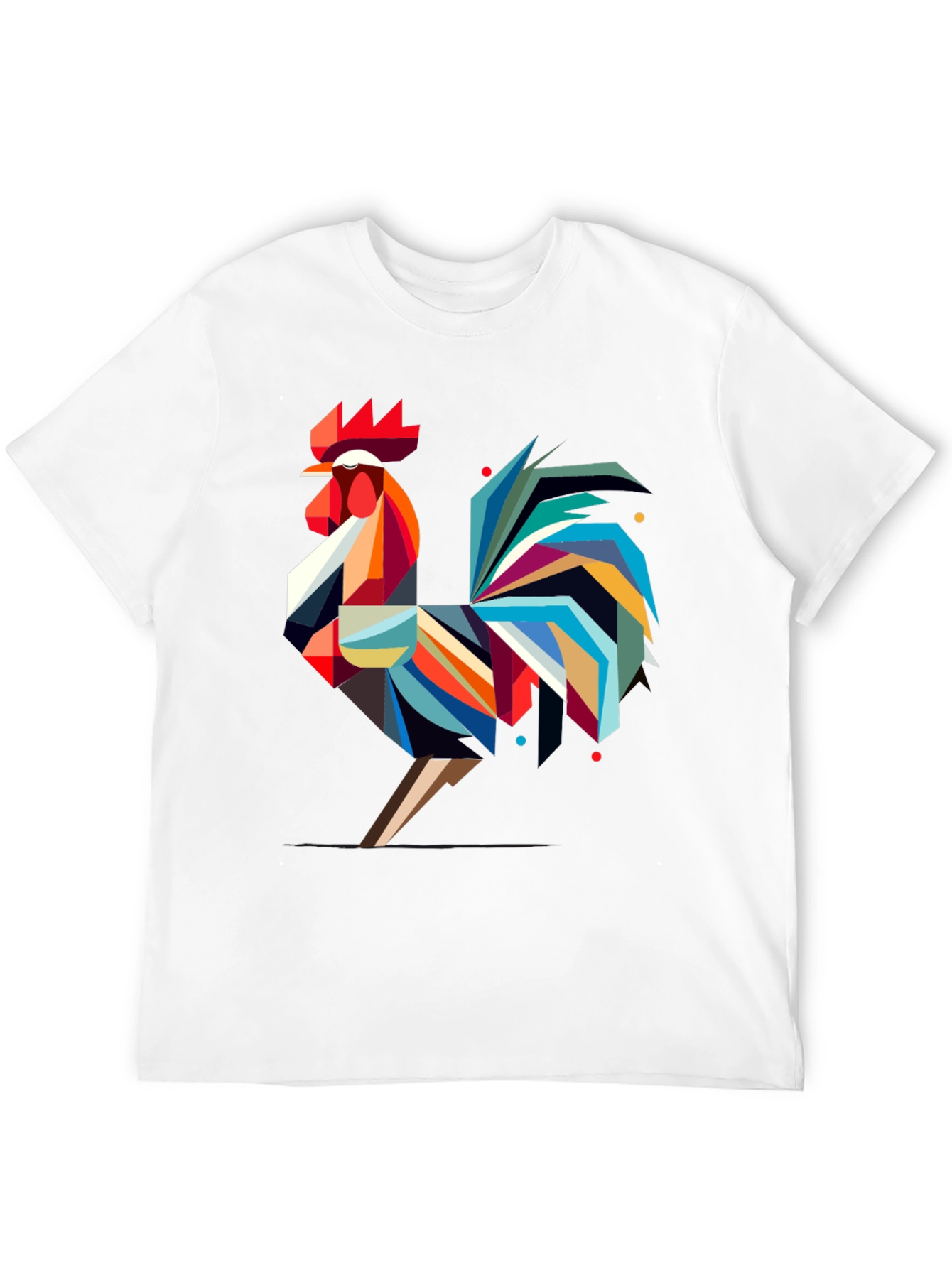 Black Geometric Rooster Graphic Tee - Modern Art T-Shirt view 12