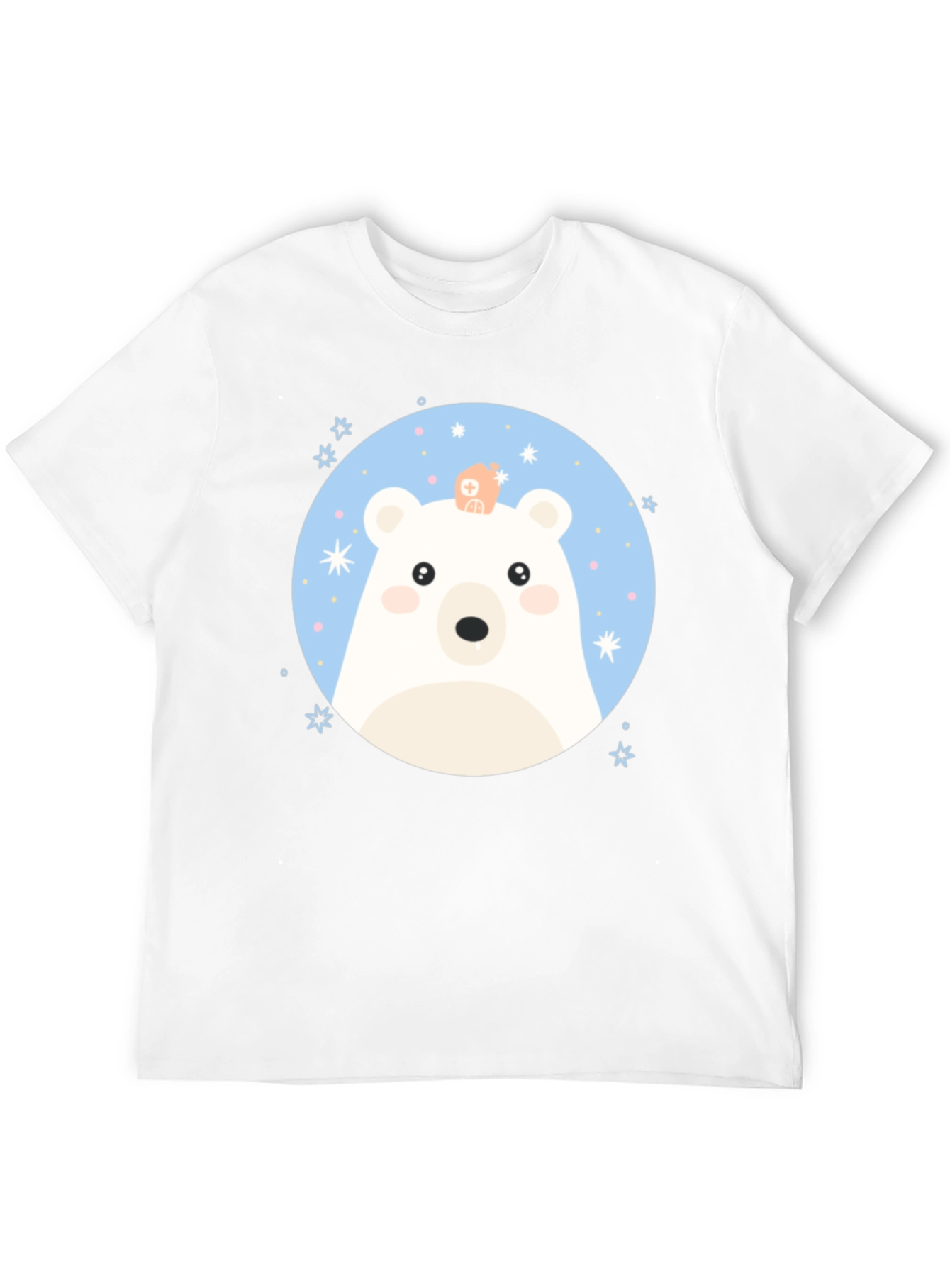 Black Cute Polar Bear Graphic Black T-Shirt view 12