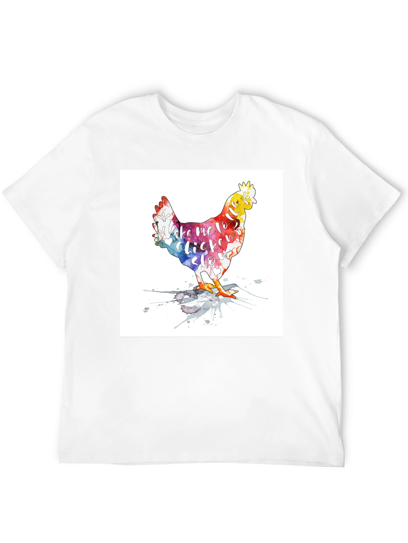 Black Watercolor Chicken T-Shirt - Take me to Chicken Slo view 12