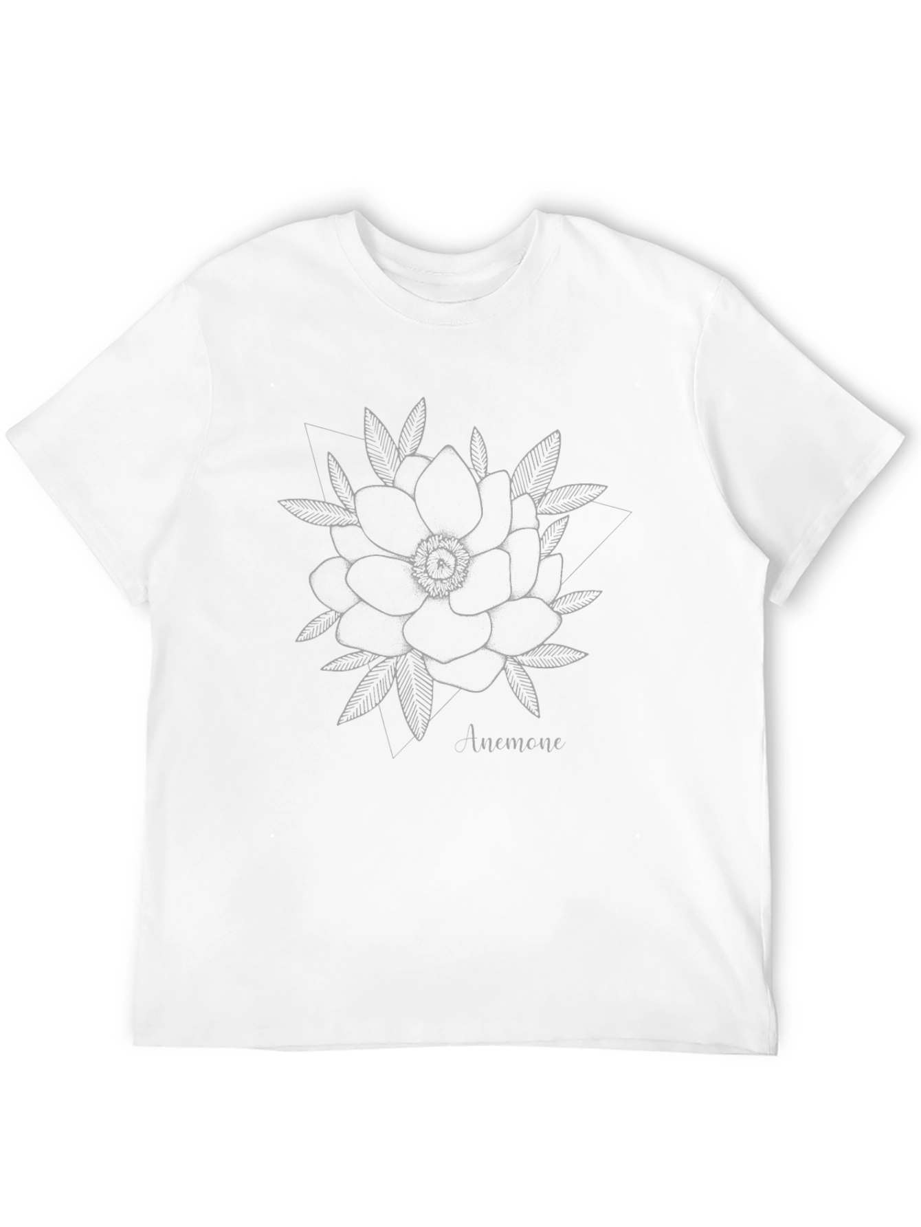 Black Floral Line Art Black T-Shirt view 12