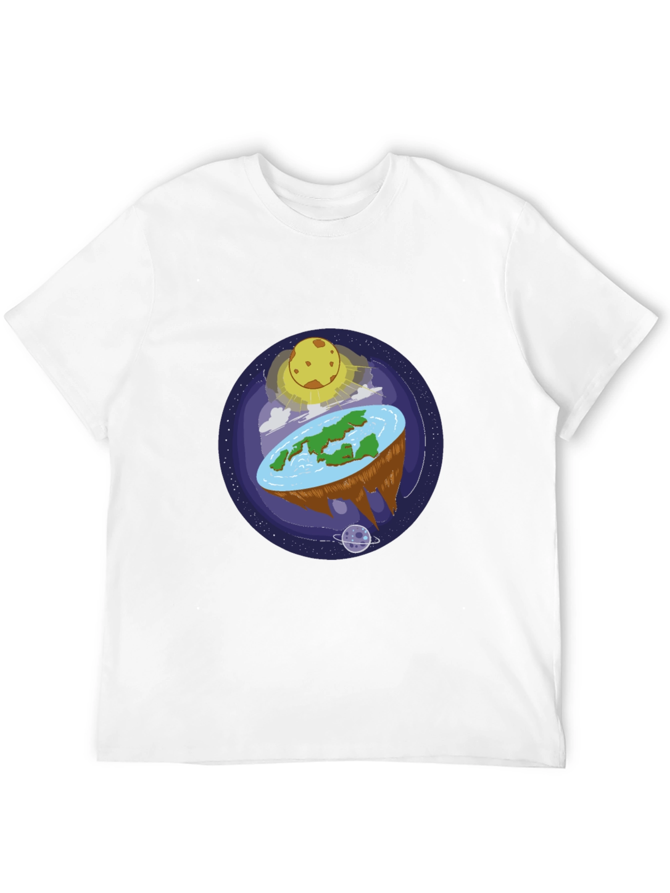 Black Flat Earth Graphic Tee - Black Cotton Shirt view 12