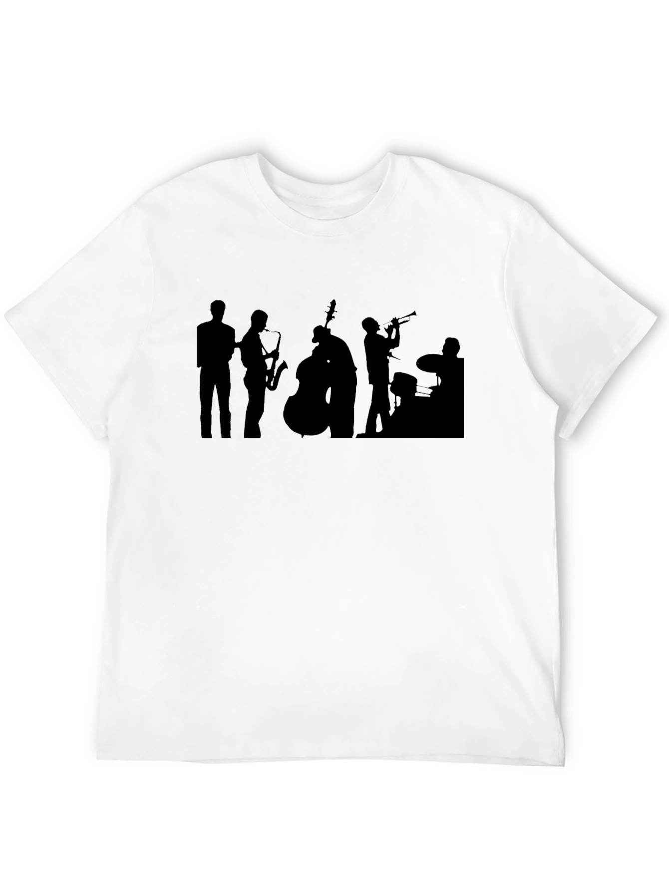 Black Jazz Band Silhouette Graphic Tee - Black Cotton view 12