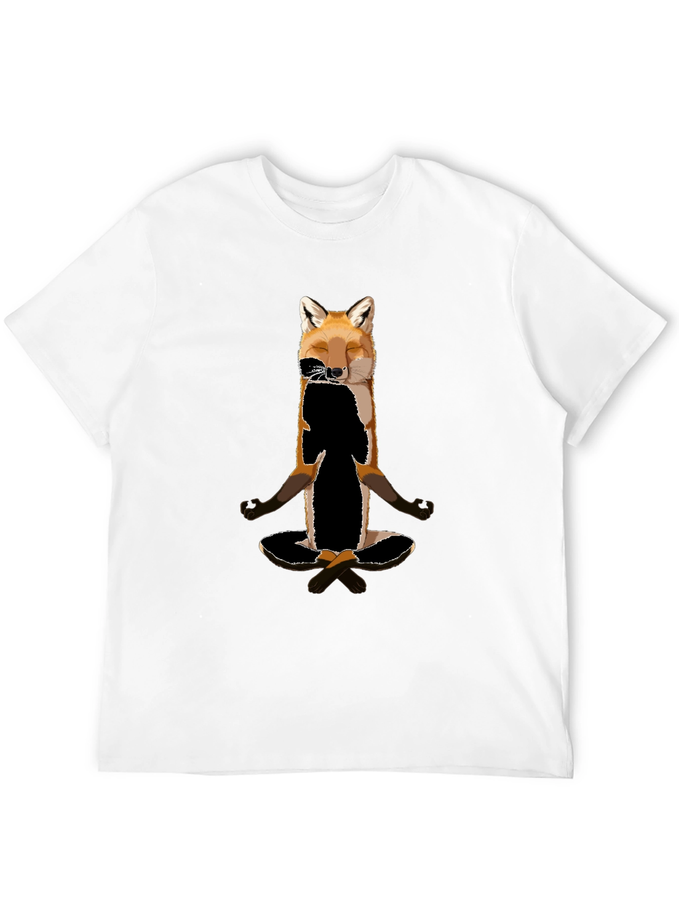 Black Zen Fox T-Shirt - Meditating Animal Graphic Tee view 12