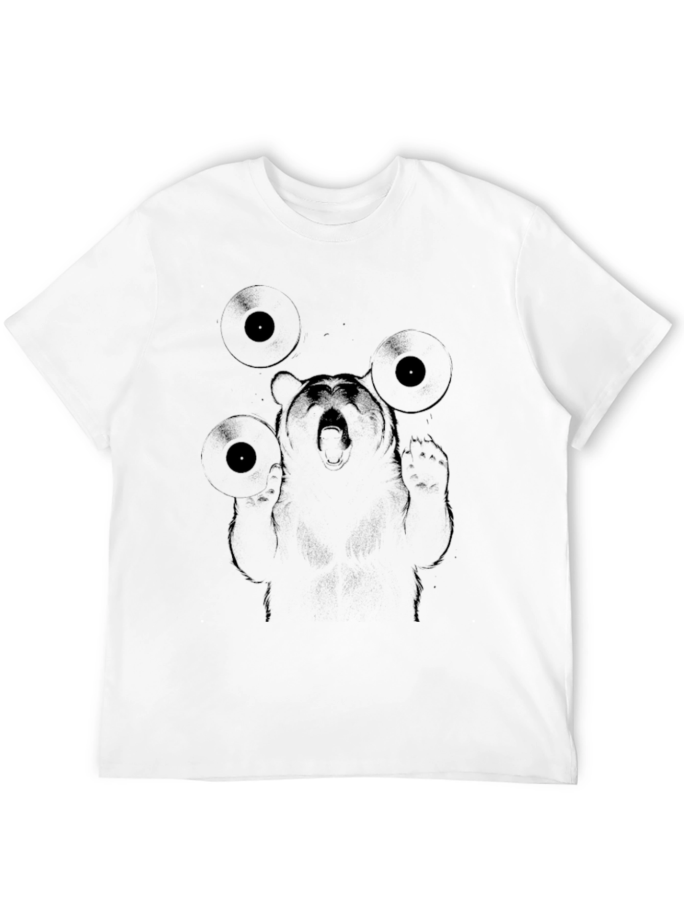 DJ Bear Graphic Tee - Black Cotton Blend T-Shirt - 12