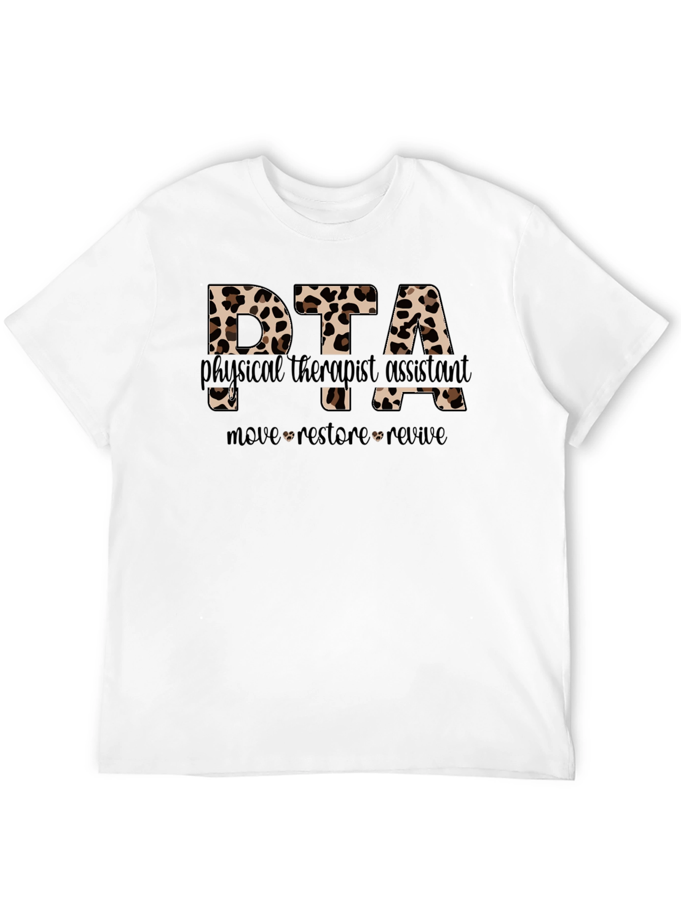 Black DTA Physical Therapy Assistant Leopard Print T-Shirt view 12