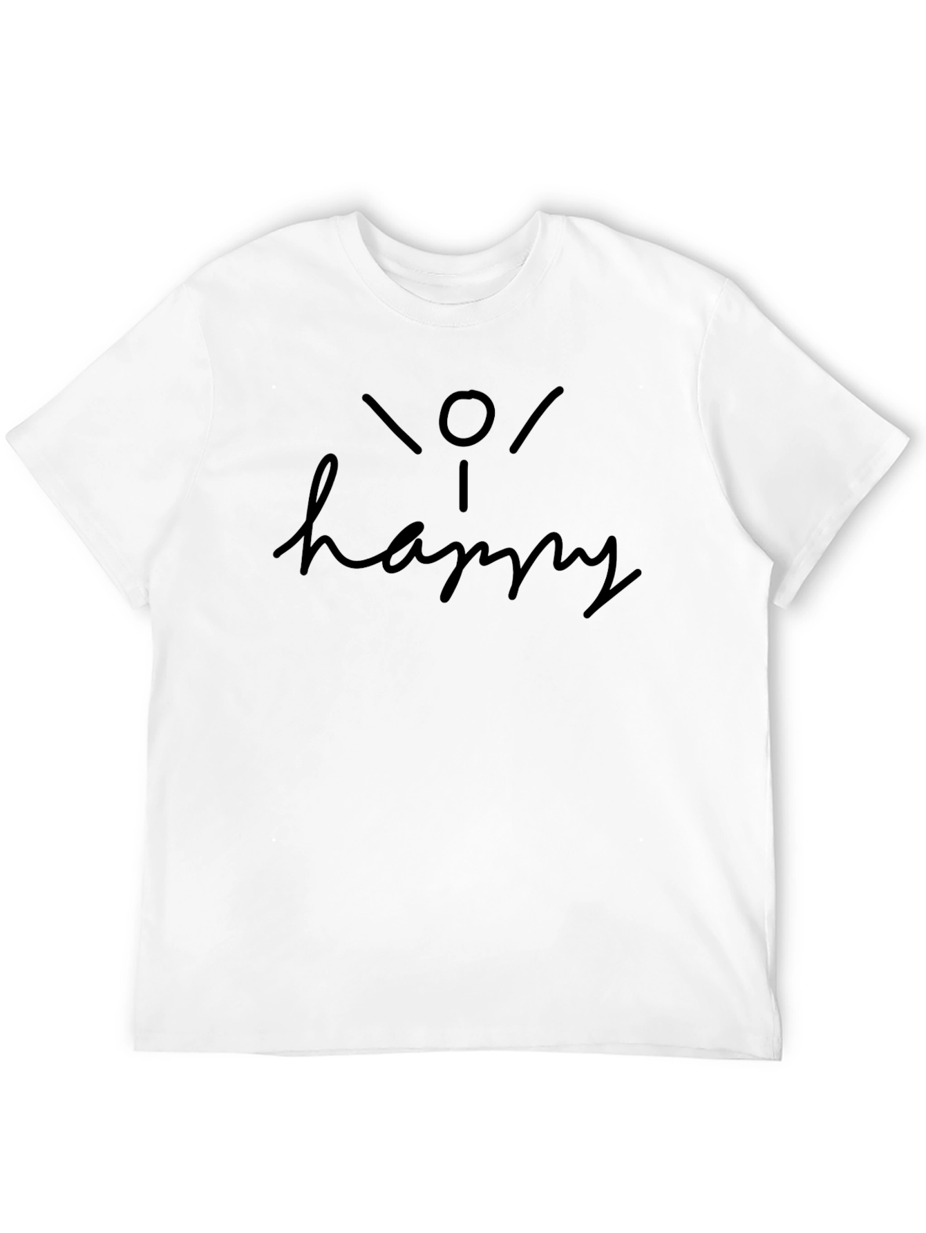 Black Happy Graphic T-Shirt - Minimalist Design, Casual Wear view 12
