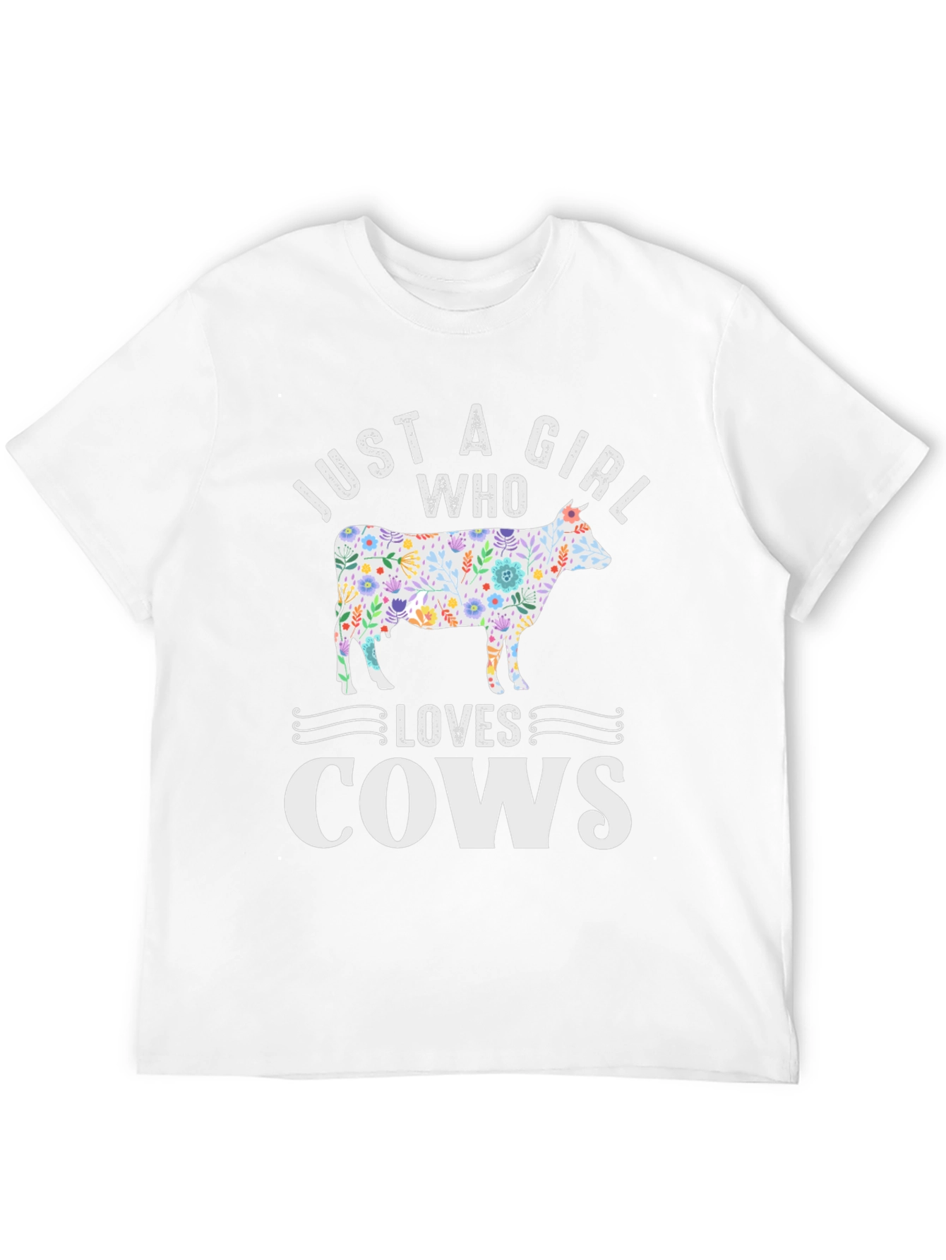 Black Floral Cow Lover T-Shirt: Just a Girl Who Loves Cows view 12