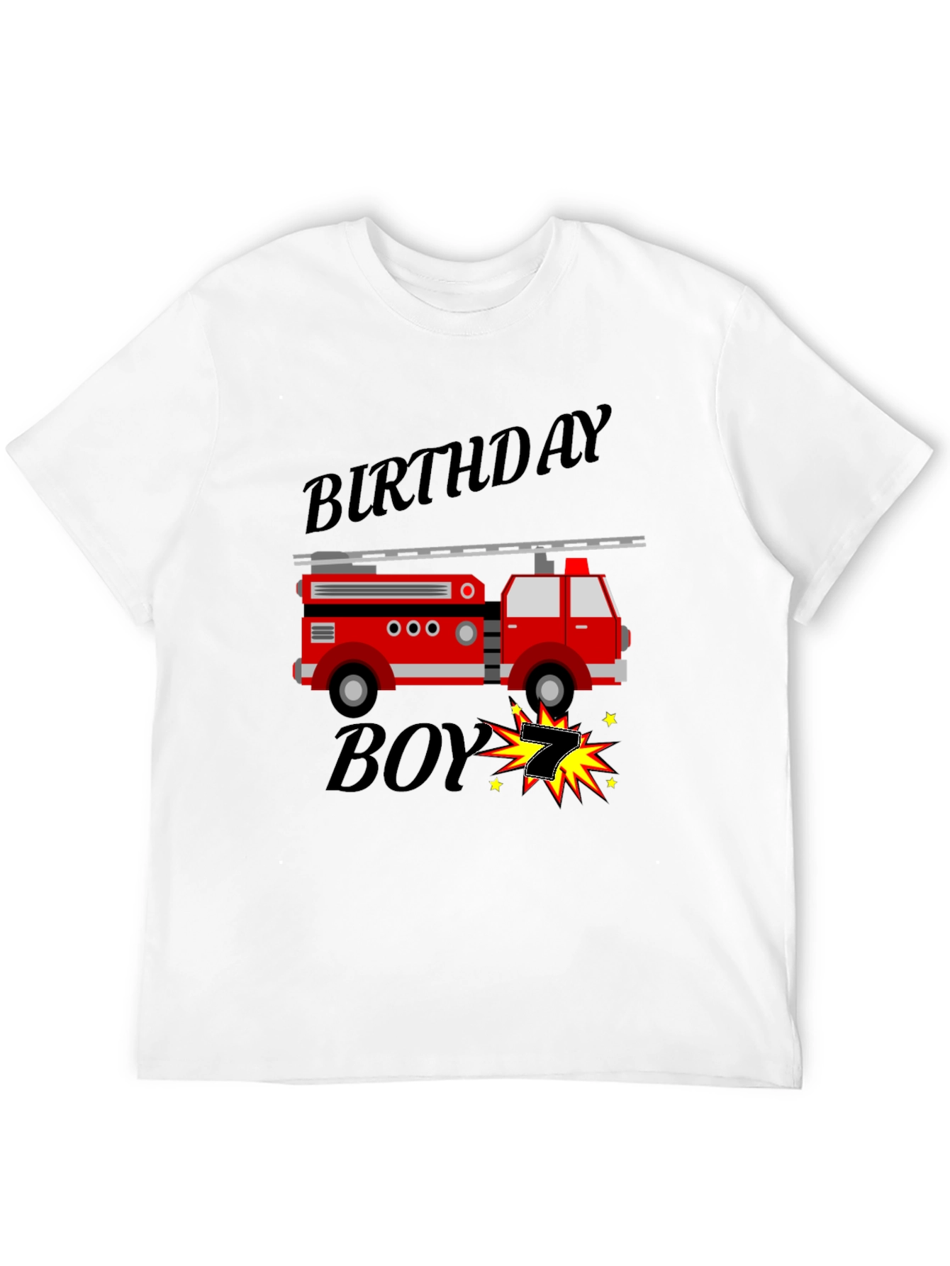 Black Birthday Boy Firetruck T-Shirt view 12