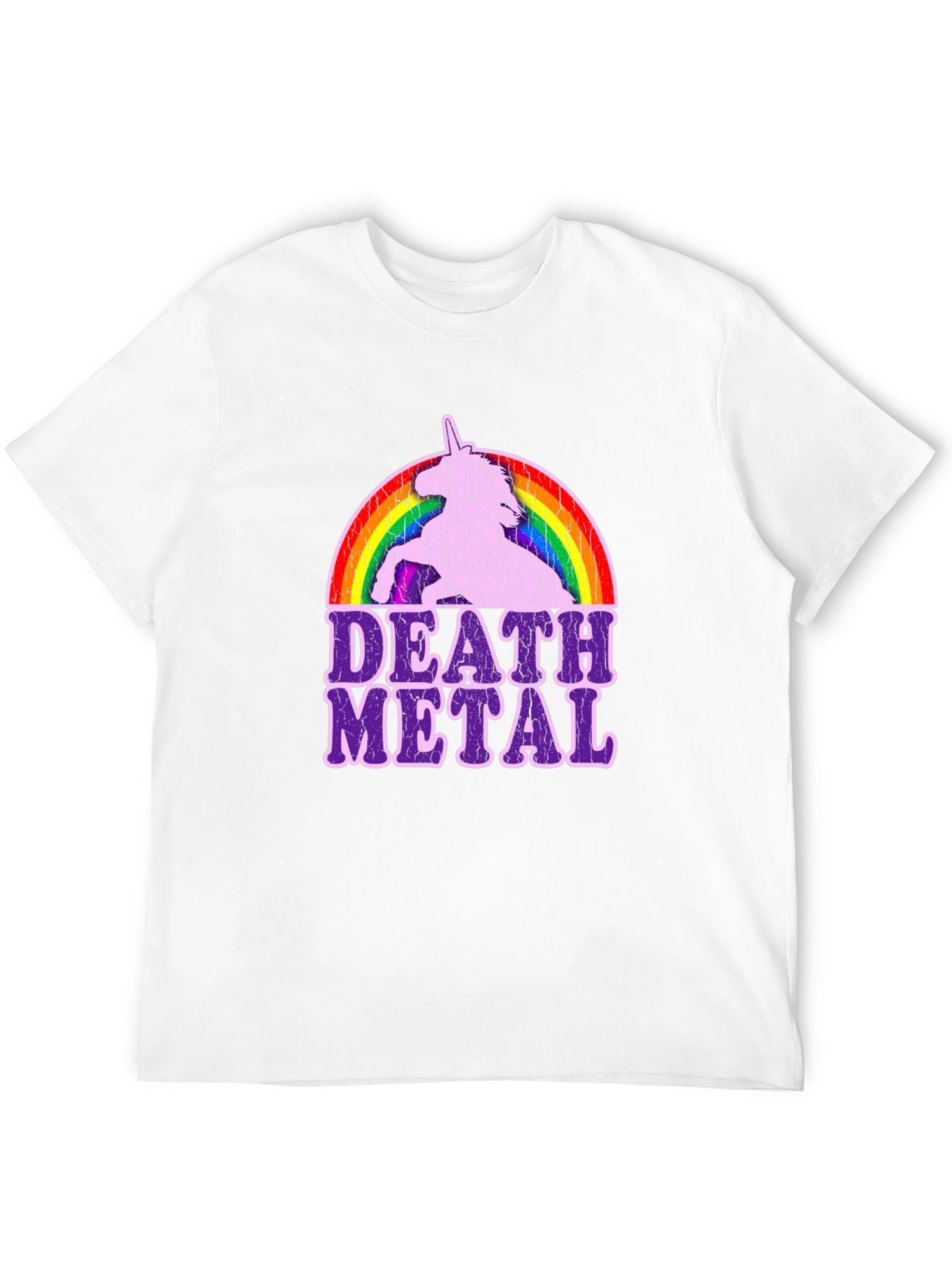 Black Death Metal Unicorn Rainbow T-Shirt view 12