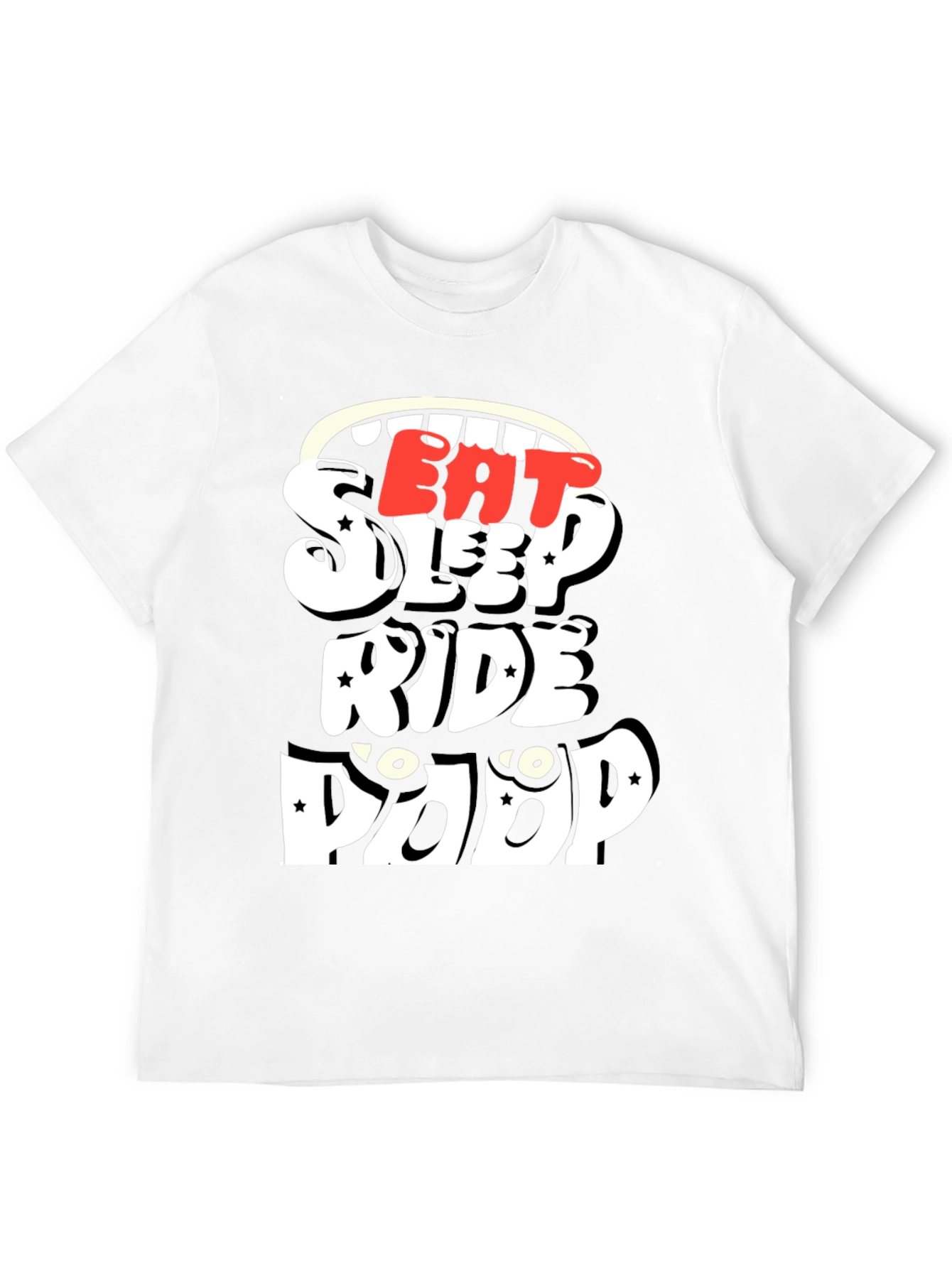 Black Eat Sleep Ride Poop Funny T-Shirt view 12