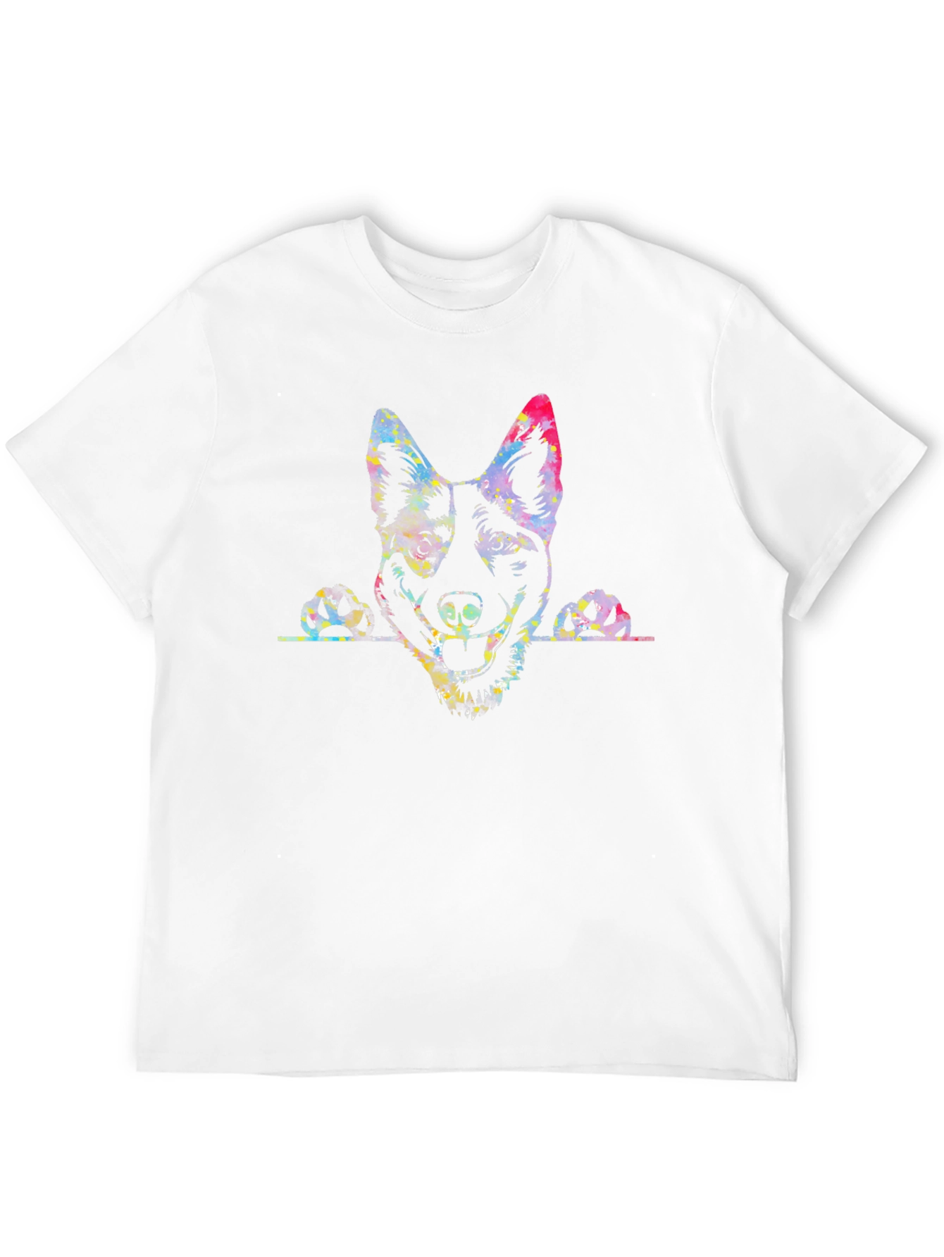 Black Dog Portrait Men's Black Graphic T-Shirt view 12