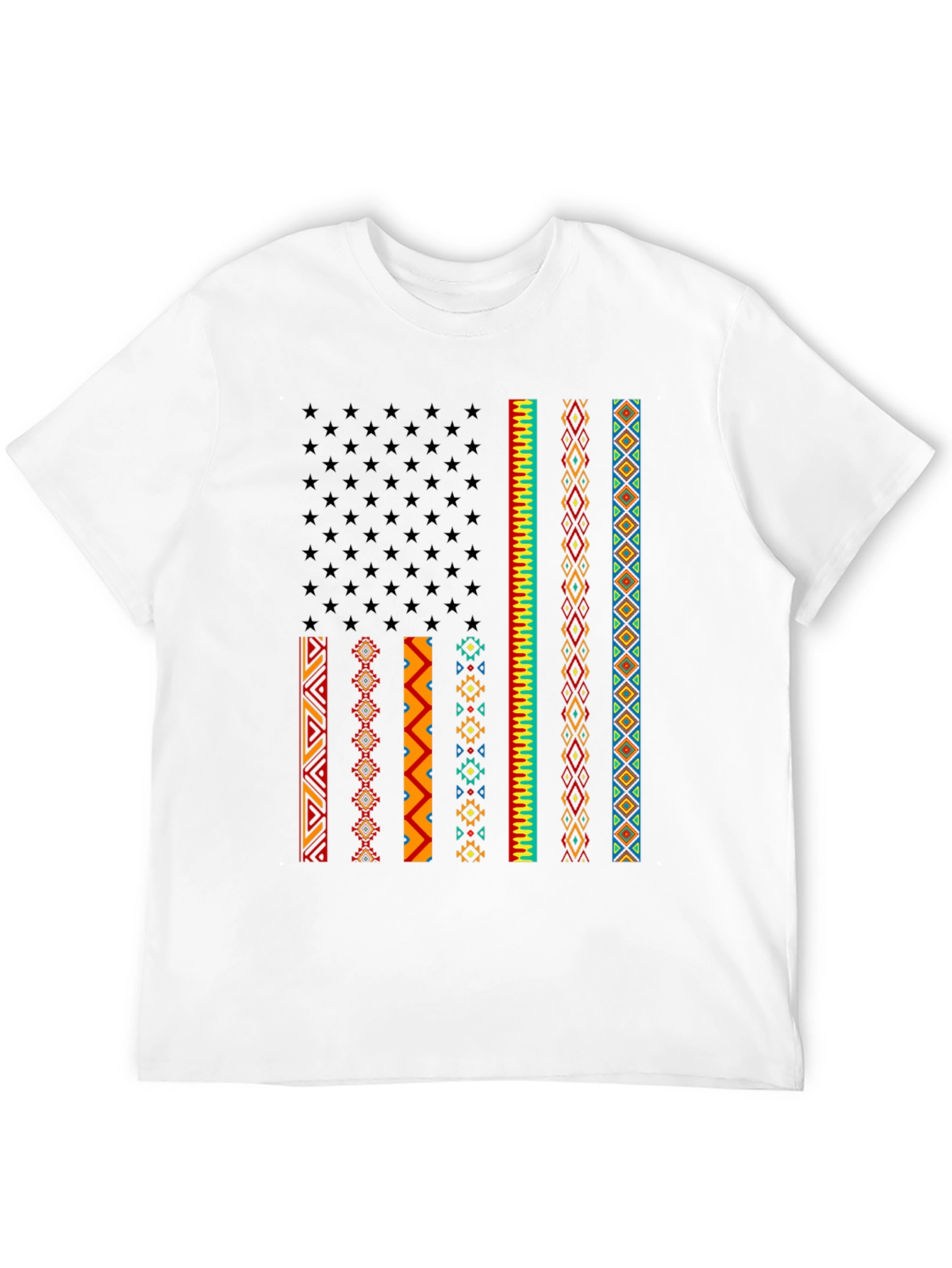 Black Aztec American Flag Graphic Tee view 12