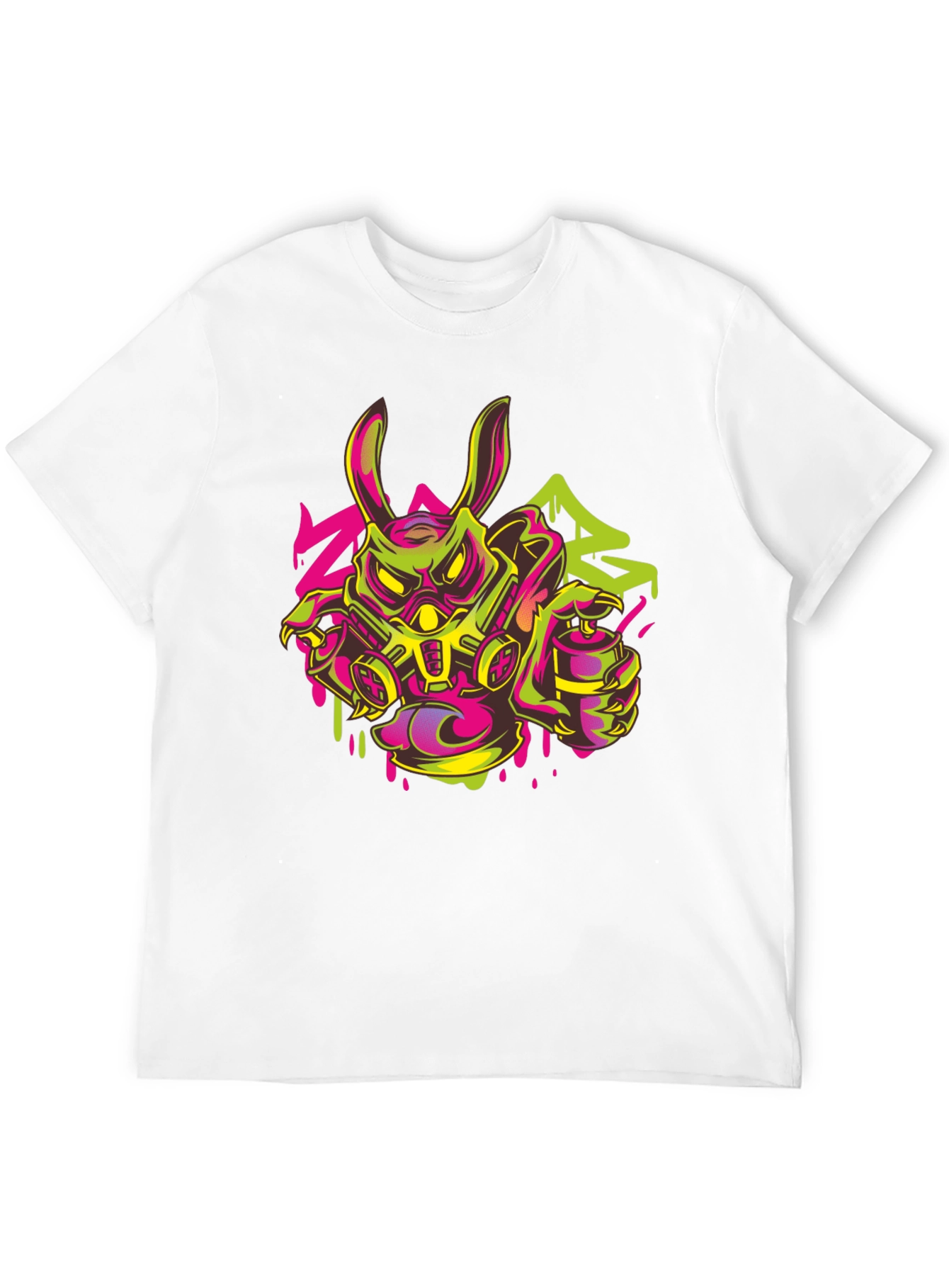 Black Cyberpunk Rabbit Graffiti T-Shirt view 12