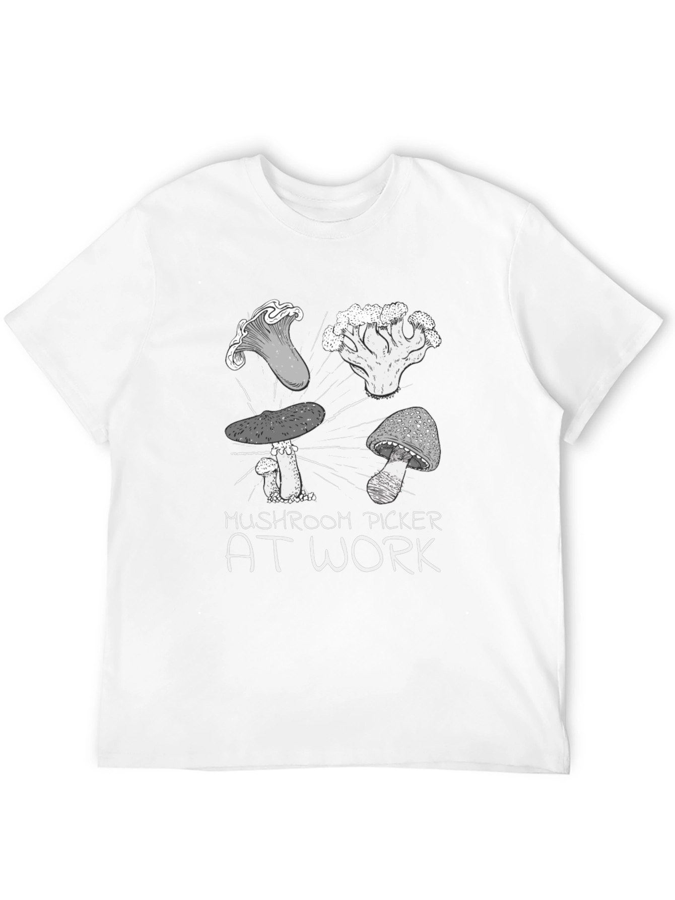 Black Mushroom Picker T-Shirt - At Work view 12