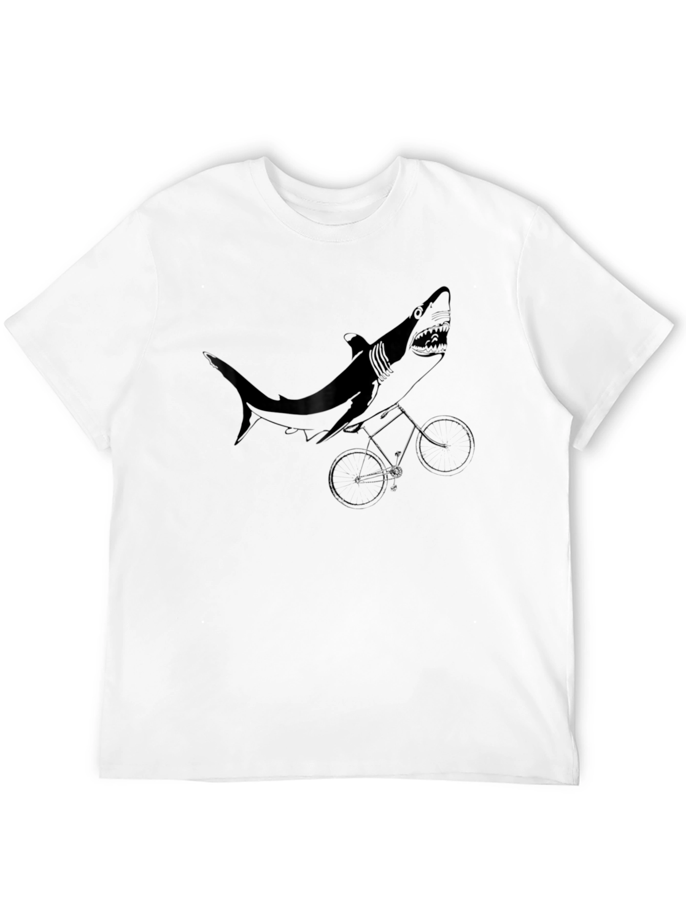 Black Shark on Bike Graphic Tee - Black Cotton T-Shirt view 12