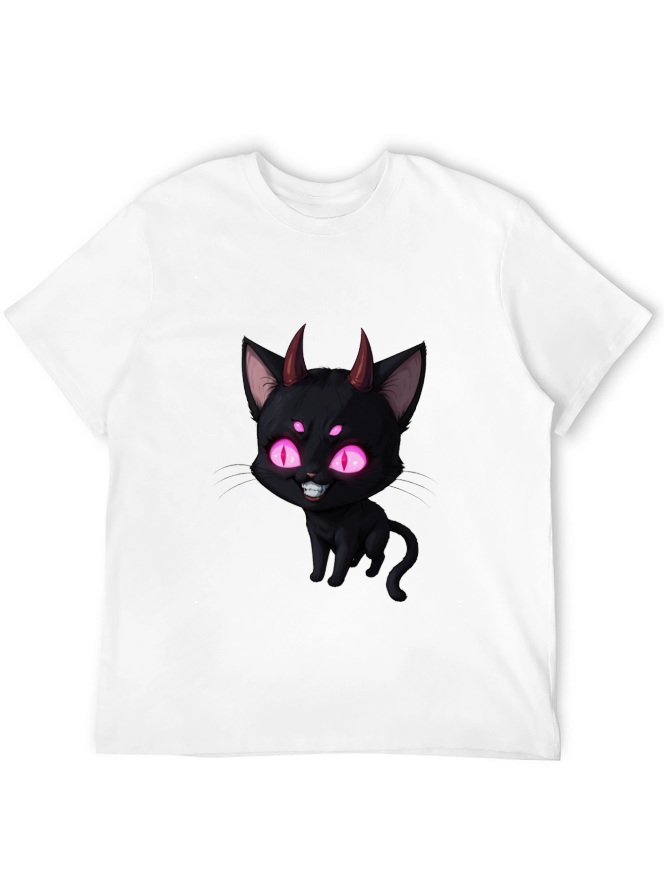 Black Devil Cat Graphic T-Shirt - Black view 12
