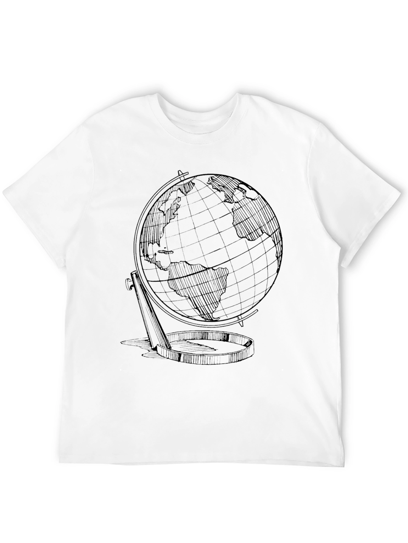Black Globe Sketch Graphic T-Shirt - Classic Earth Design view 12