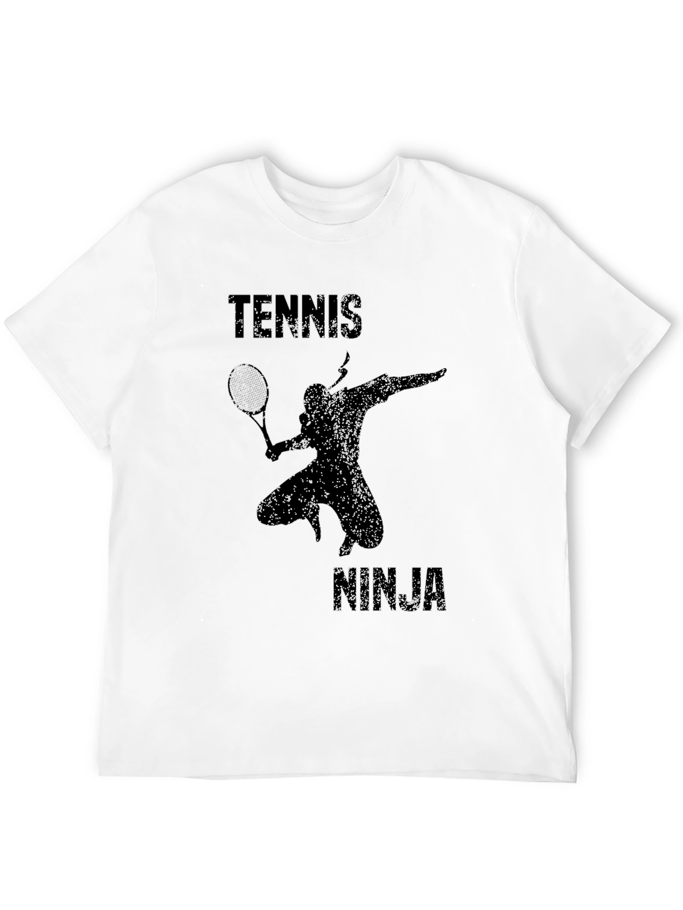Black Tennis Ninja Graphic Tee - Black Cotton Blend view 12