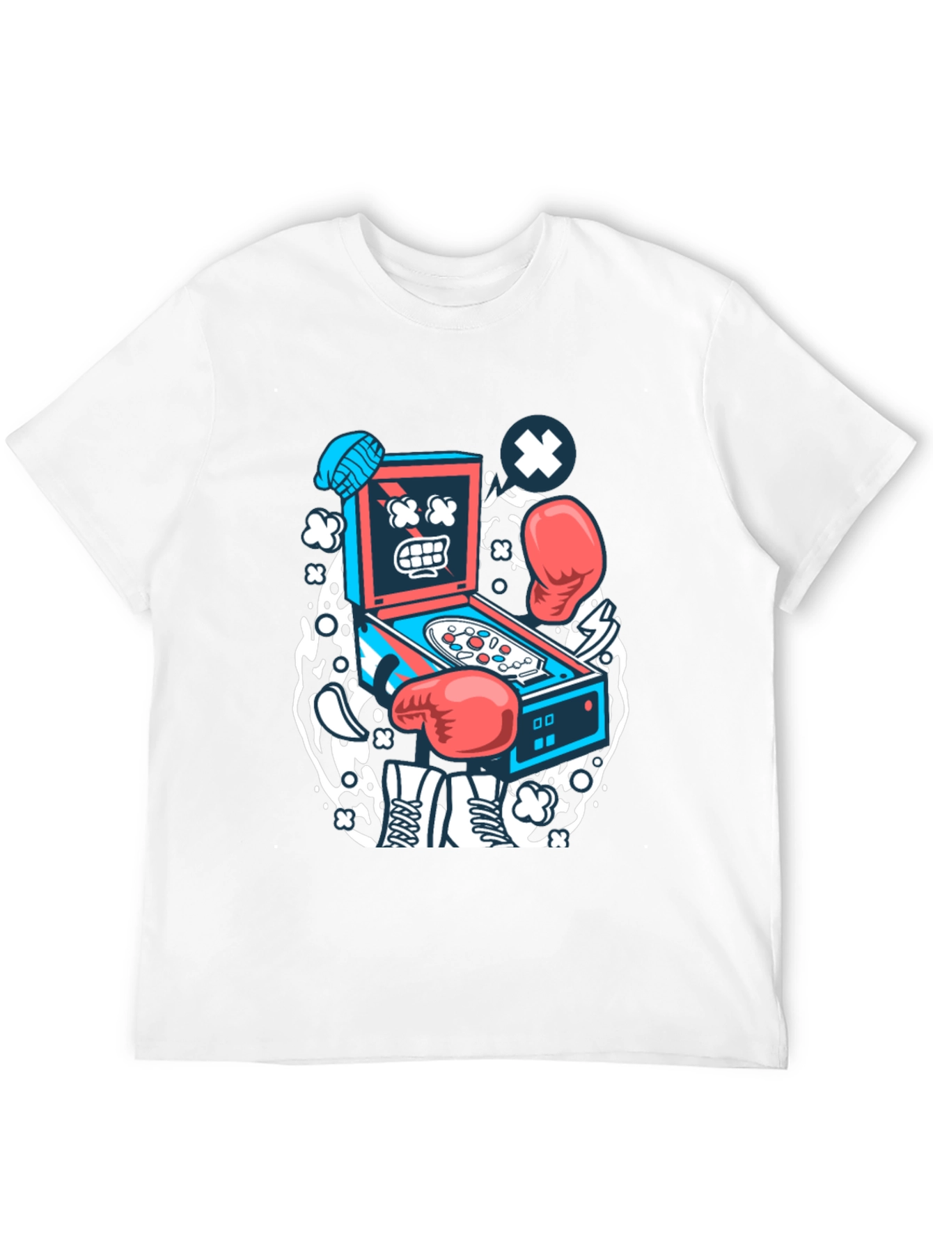 Black Cartoon Pinball T-Shirt - Novelty Graphic Tee view 12