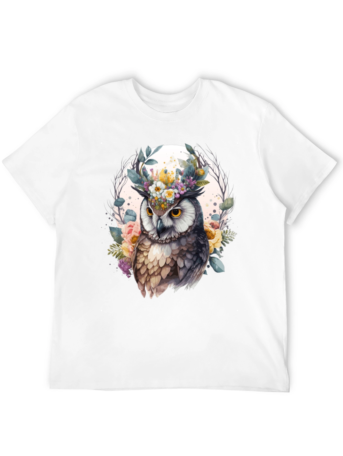 Black Floral Owl Graphic Tee - Unique Design view 12