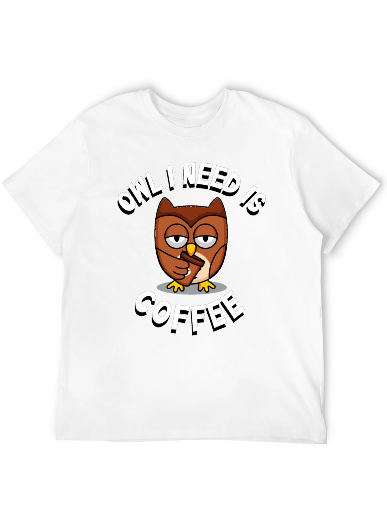 Black Owl I Need Is Coffee Graphic Tee view 12