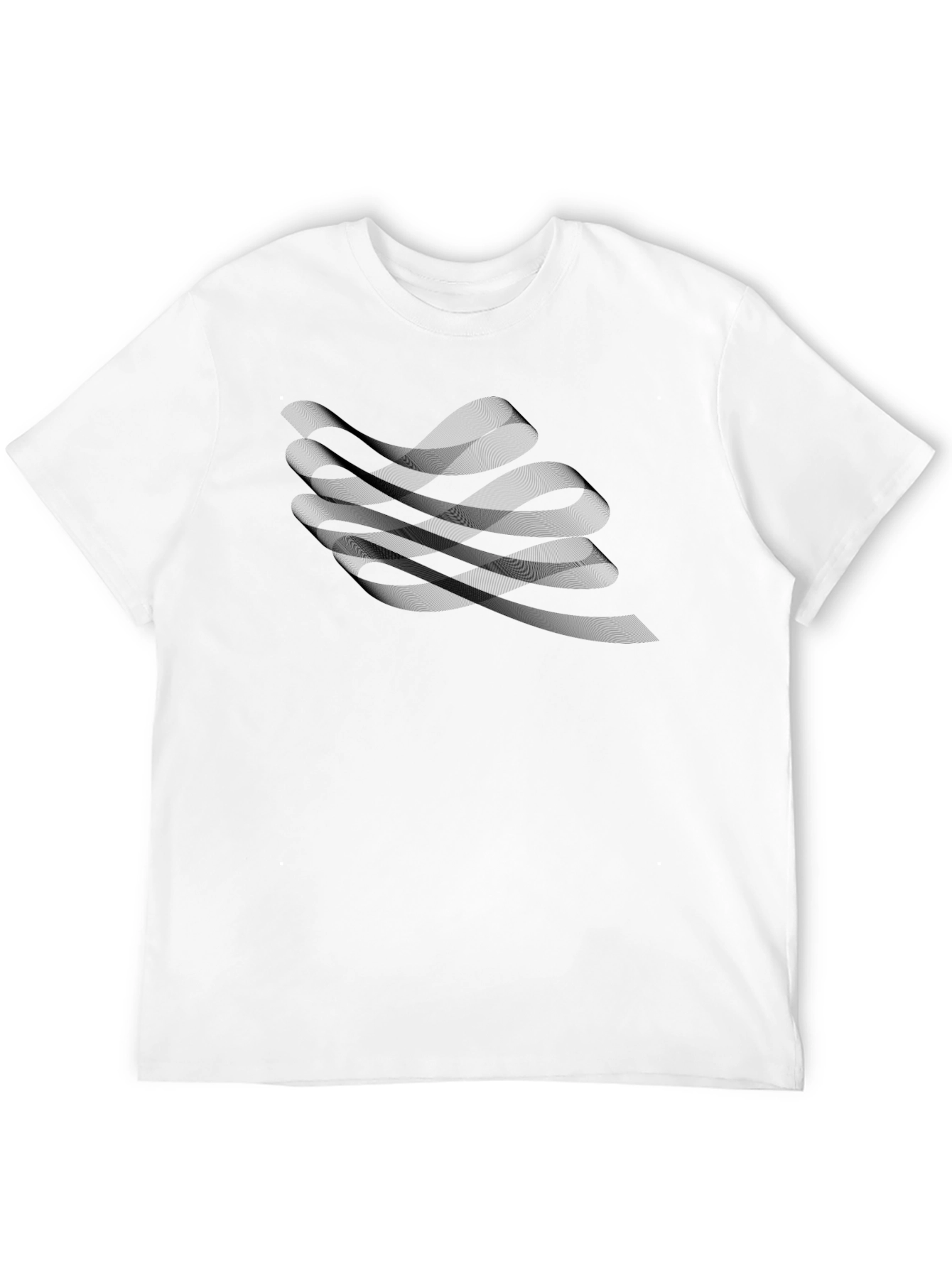 Black Men's Black Graphic Tee - Abstract Wave Design view 12