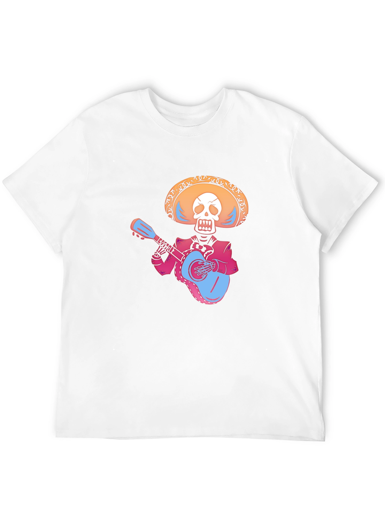 Black Day of the Dead Skeleton Guitarist Black T-Shirt view 12