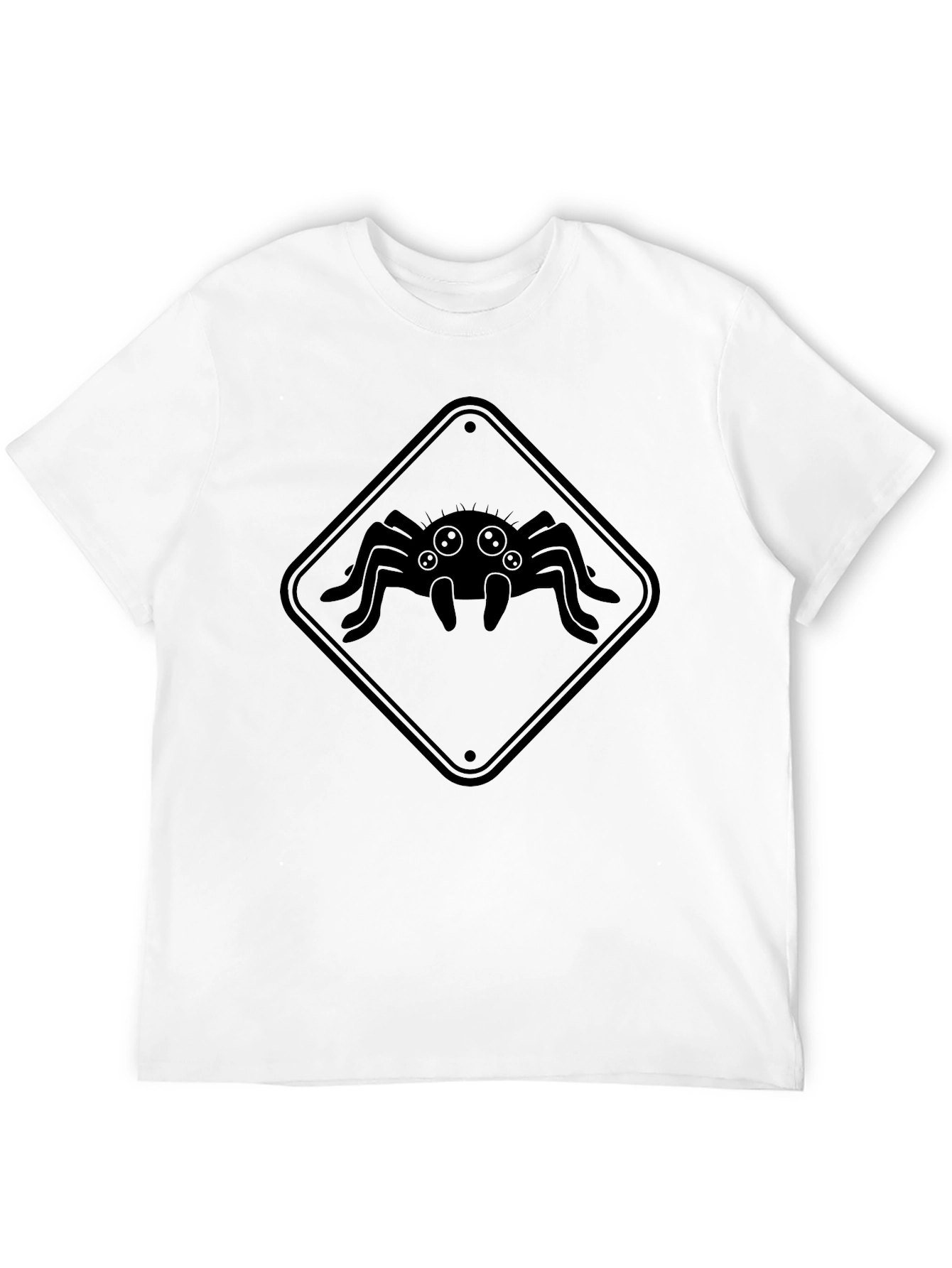 Black Spider Warning Sign T-Shirt - Creepy Graphic Tee view 12