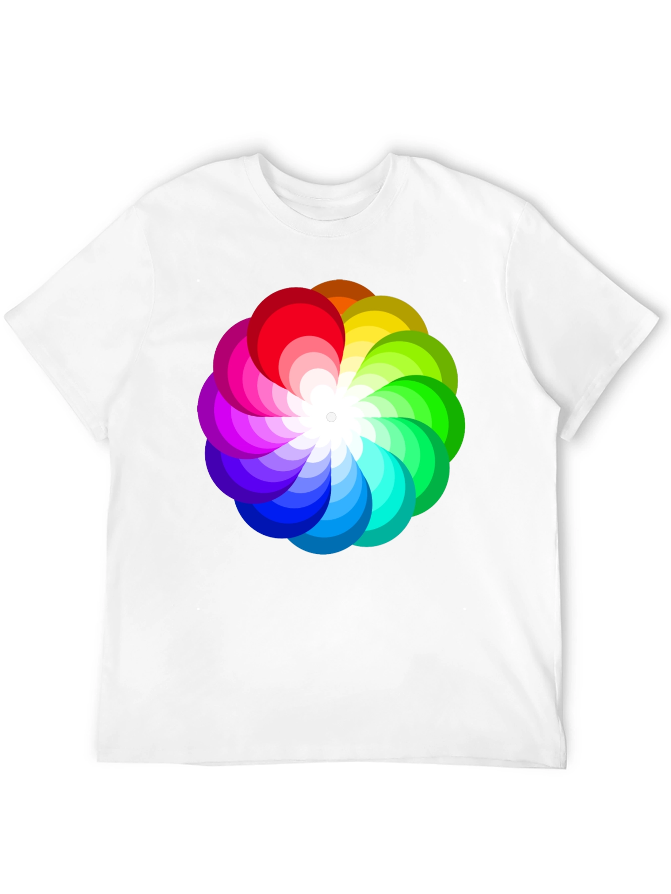 Black Vibrant Rainbow Flower Graphic Black T-Shirt view 12