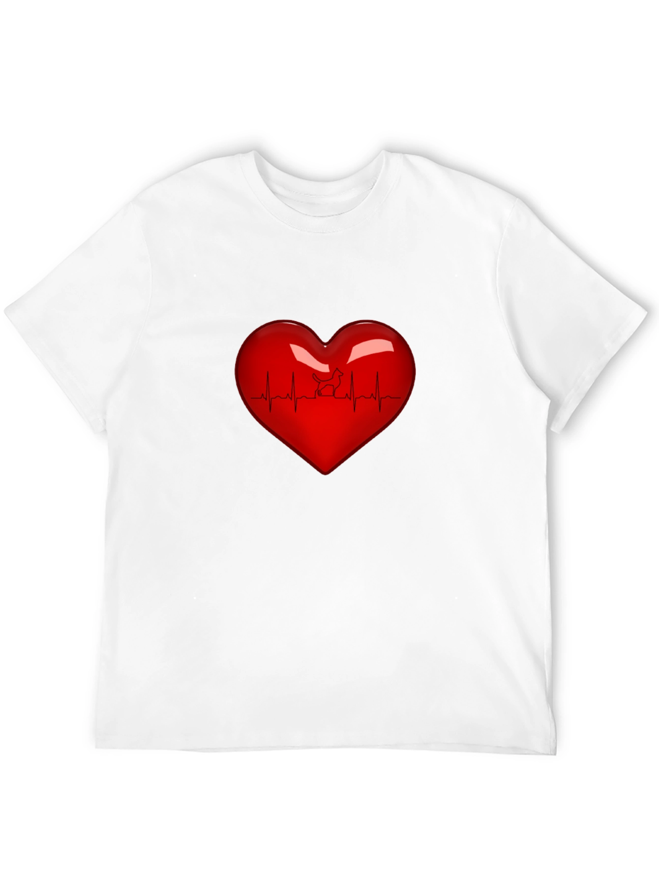 Black Heartbeat Dog Lover T-Shirt - Black view 12