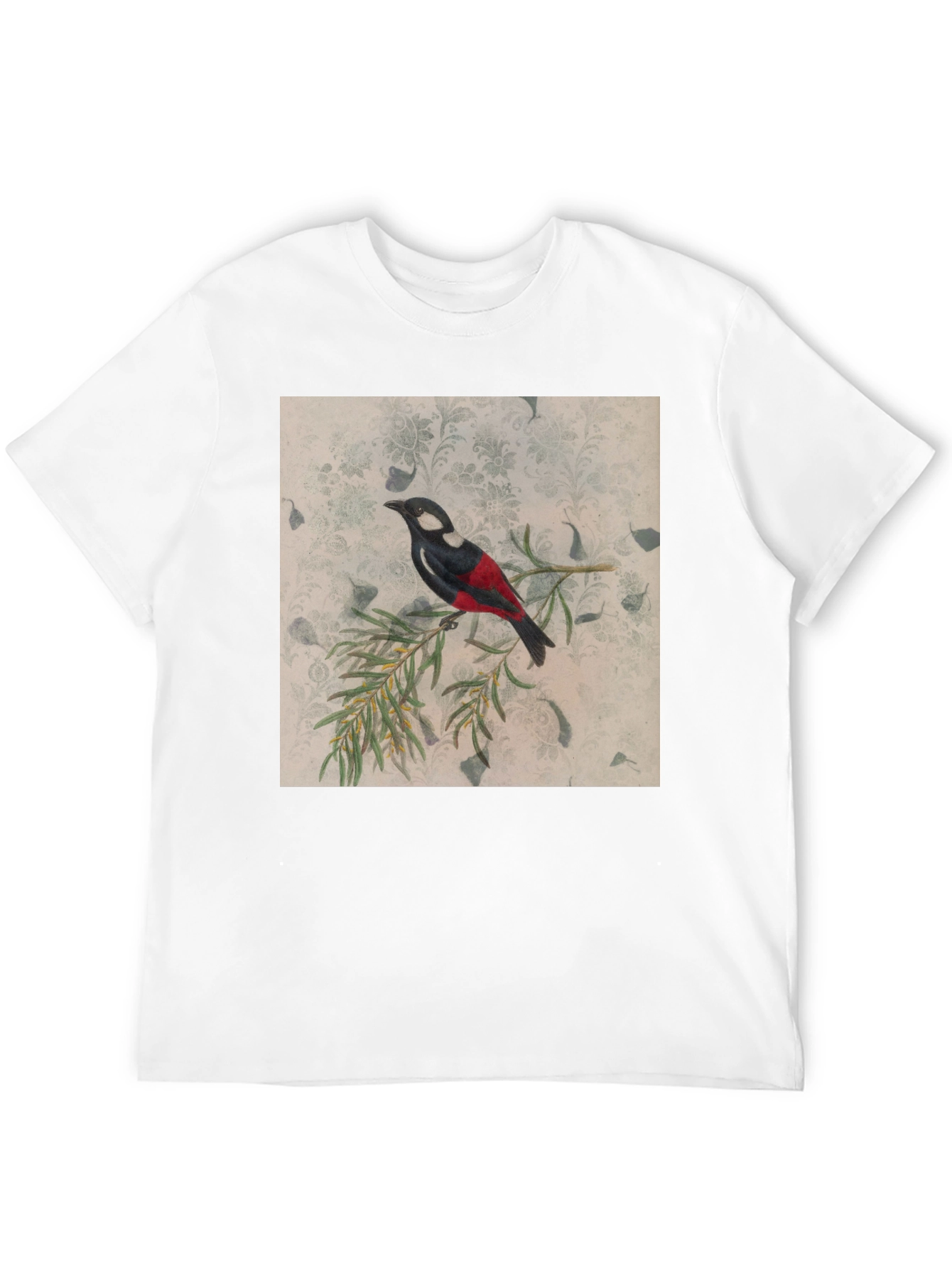 Black Vintage Bird Print Black T-Shirt view 12