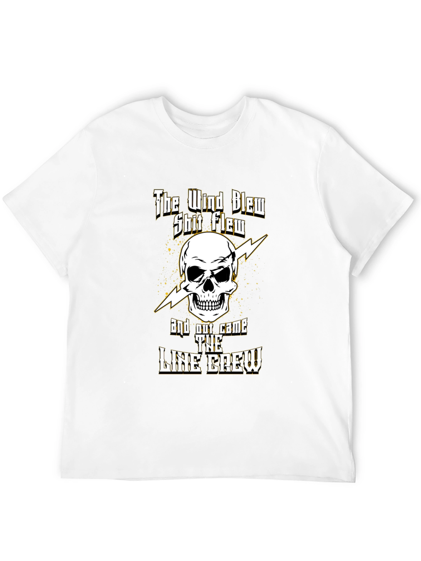 Black Line Crew Skull T-Shirt - Electrician Power Lineman Tee view 12