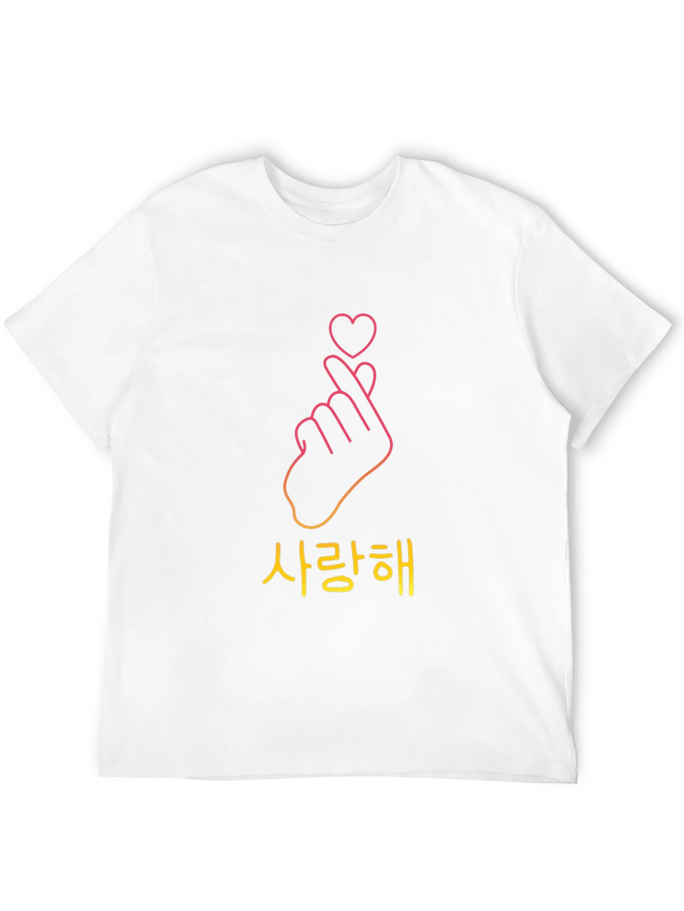 Black Korean Finger Heart Black T-Shirt  view 12