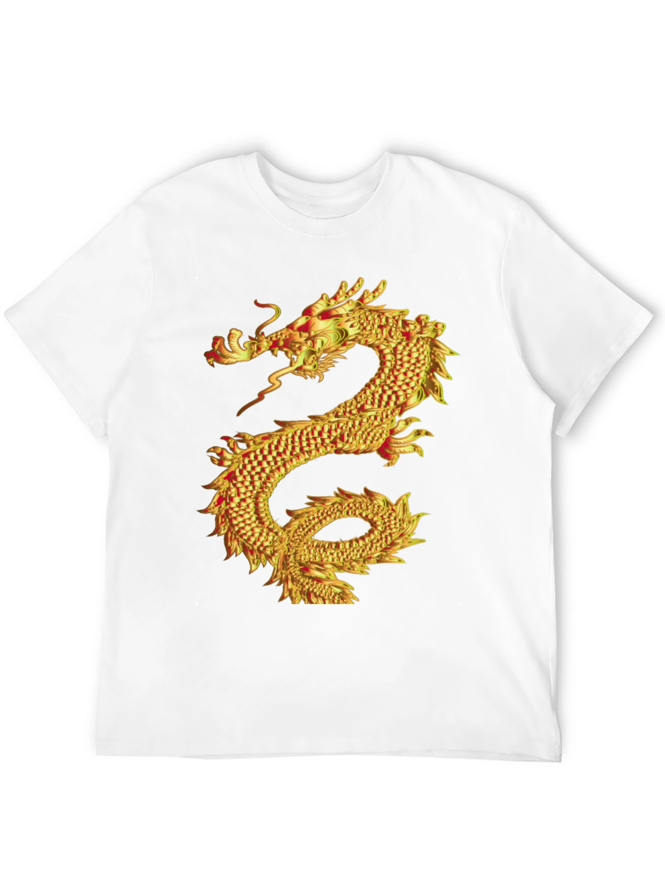 Black Golden Dragon Graphic Print Black T-Shirt view 12