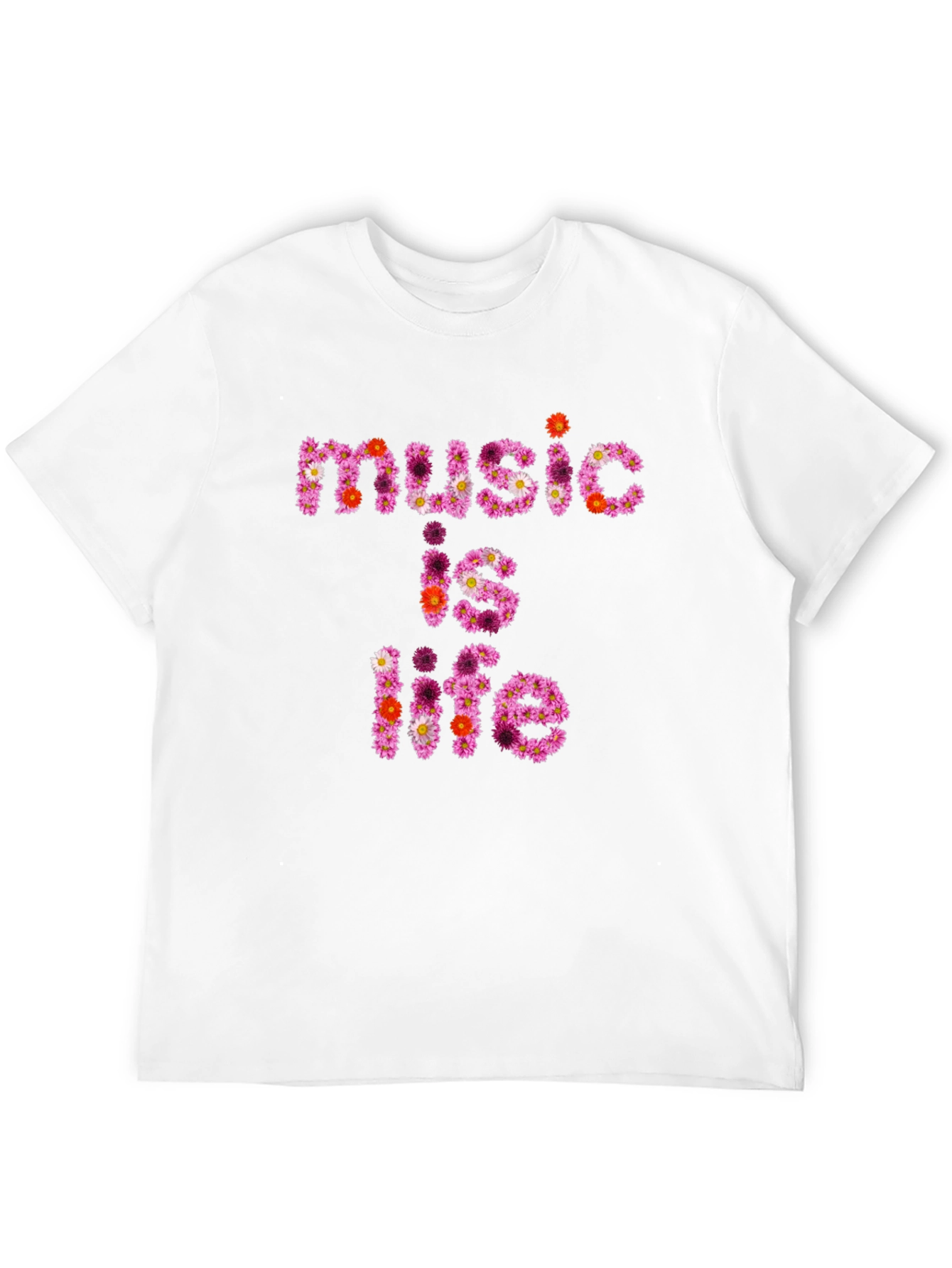 Black Floral 'Music is Life' Graphic Black T-Shirt view 12