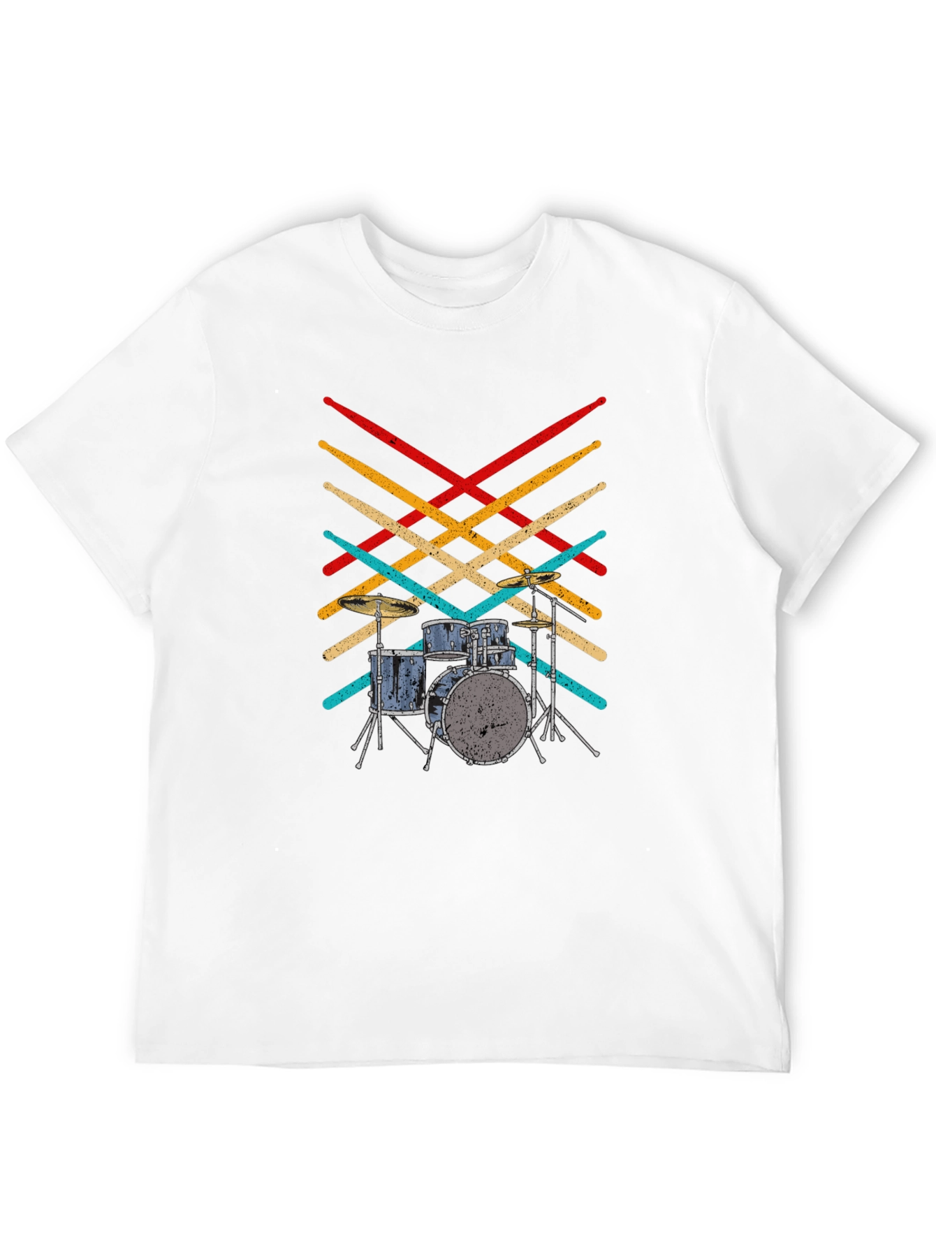 Black Drum Set T-Shirt - Retro Drumsticks Music Tee view 12