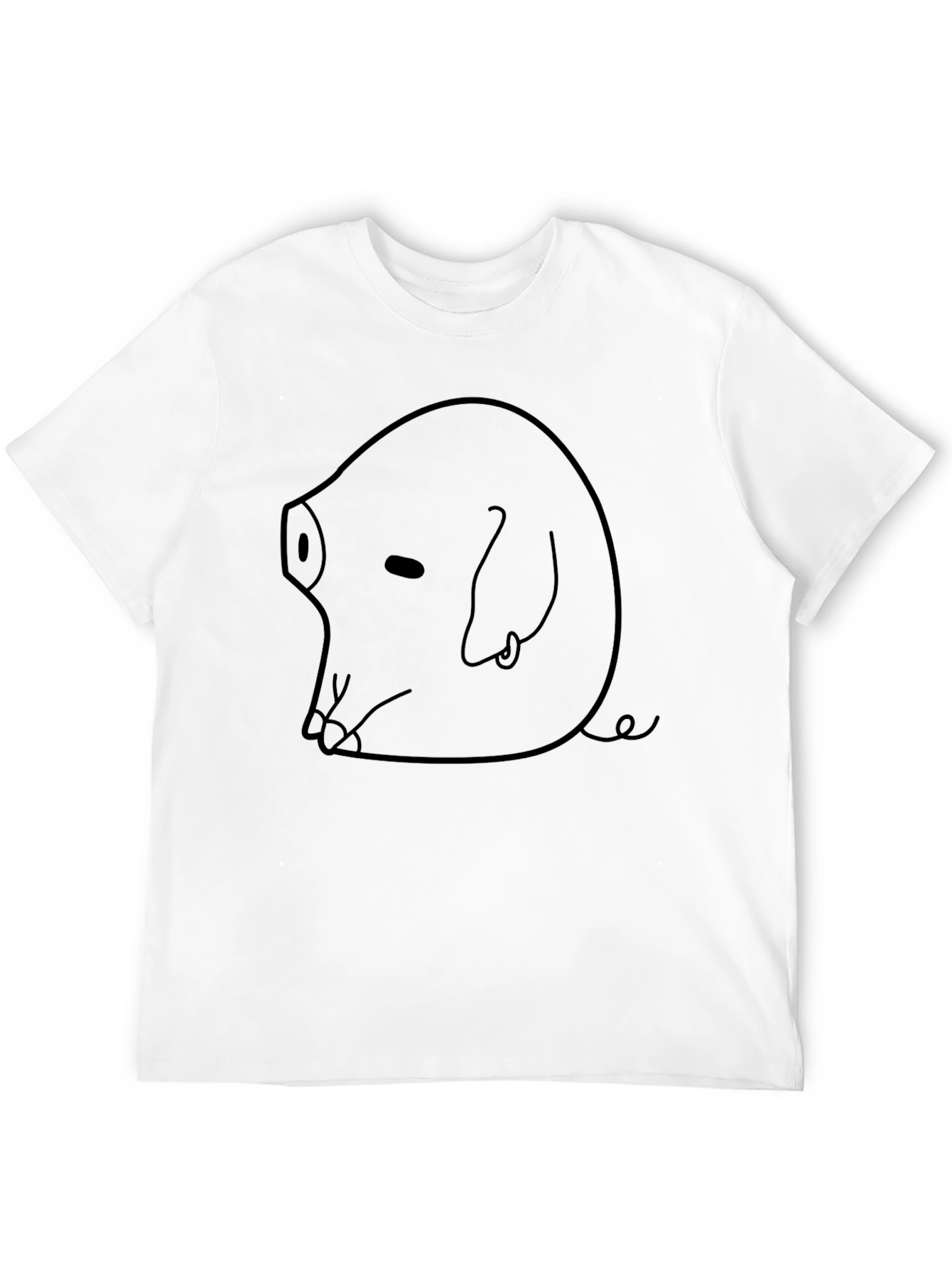 Black Men's Black T-Shirt with Pig Graphic view 12