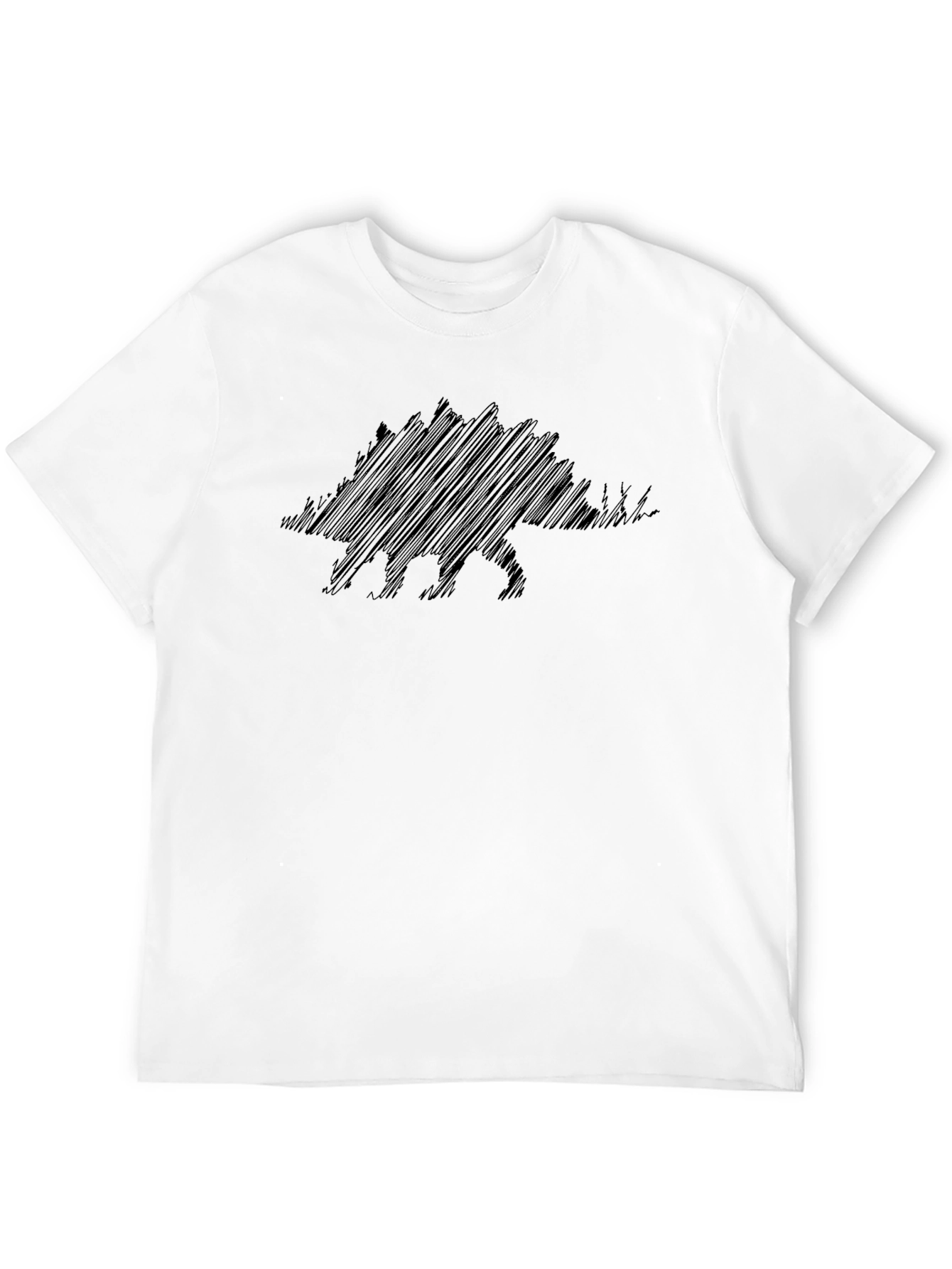Dinosaur Sketch Men's Black T-Shirt - 12