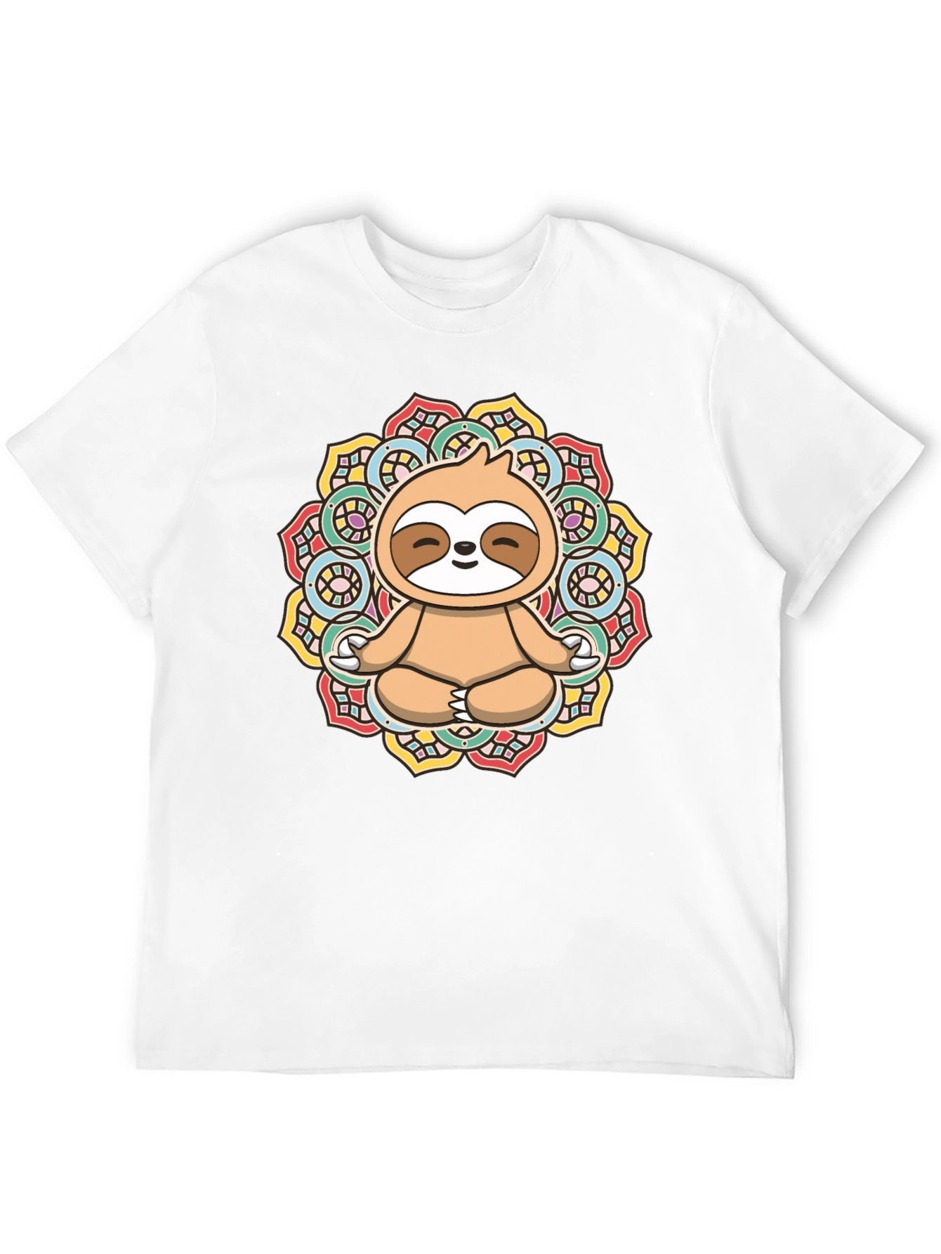 Black Meditating Sloth Mandala Graphic Tee view 12