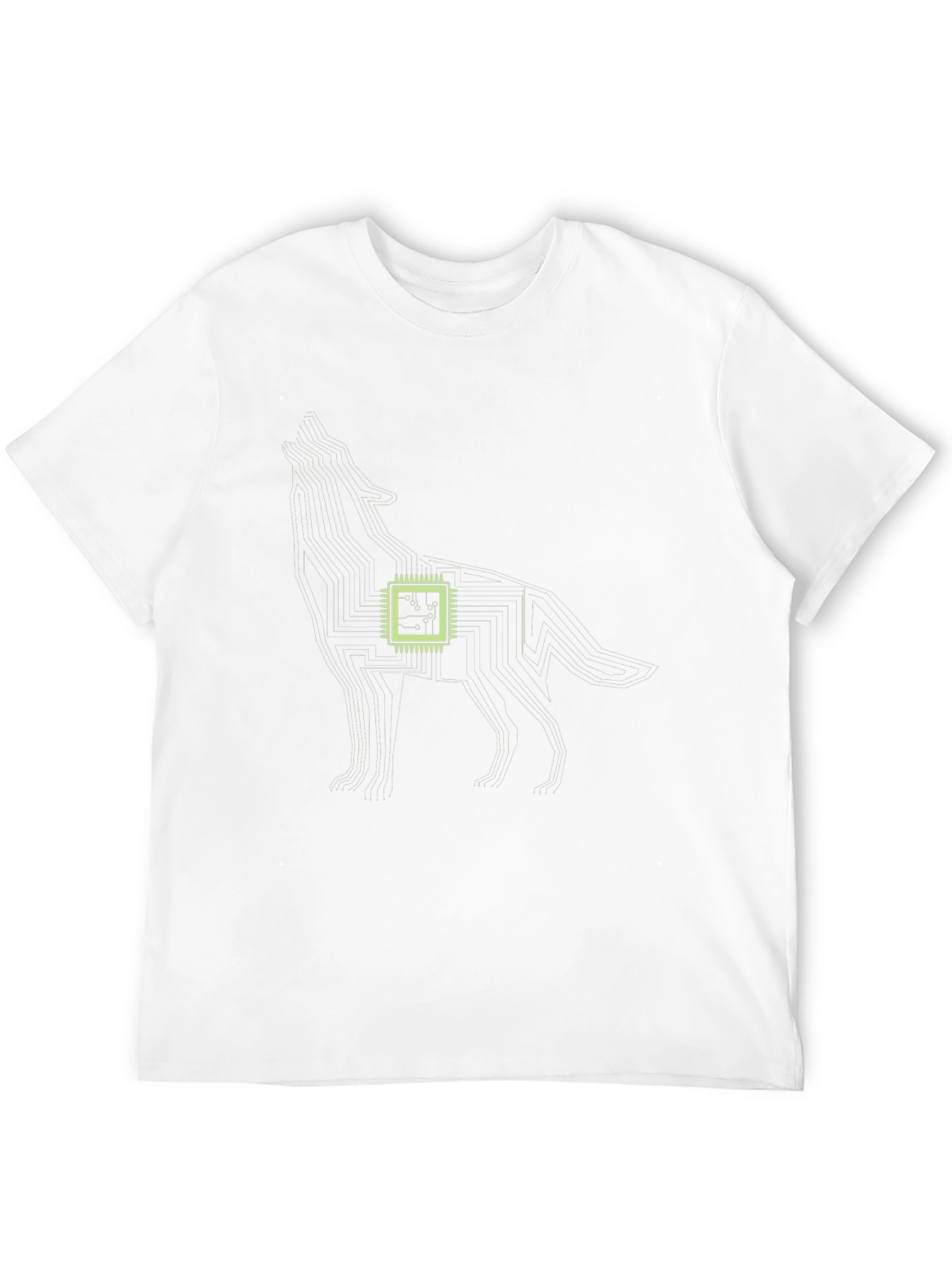 Black Tech Wolf Graphic Tee - Circuit Board Style view 12