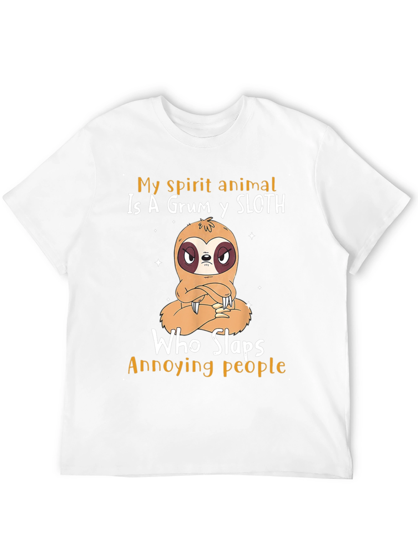 Black Grumpy Sloth T-Shirt - Slaps Annoying People view 12