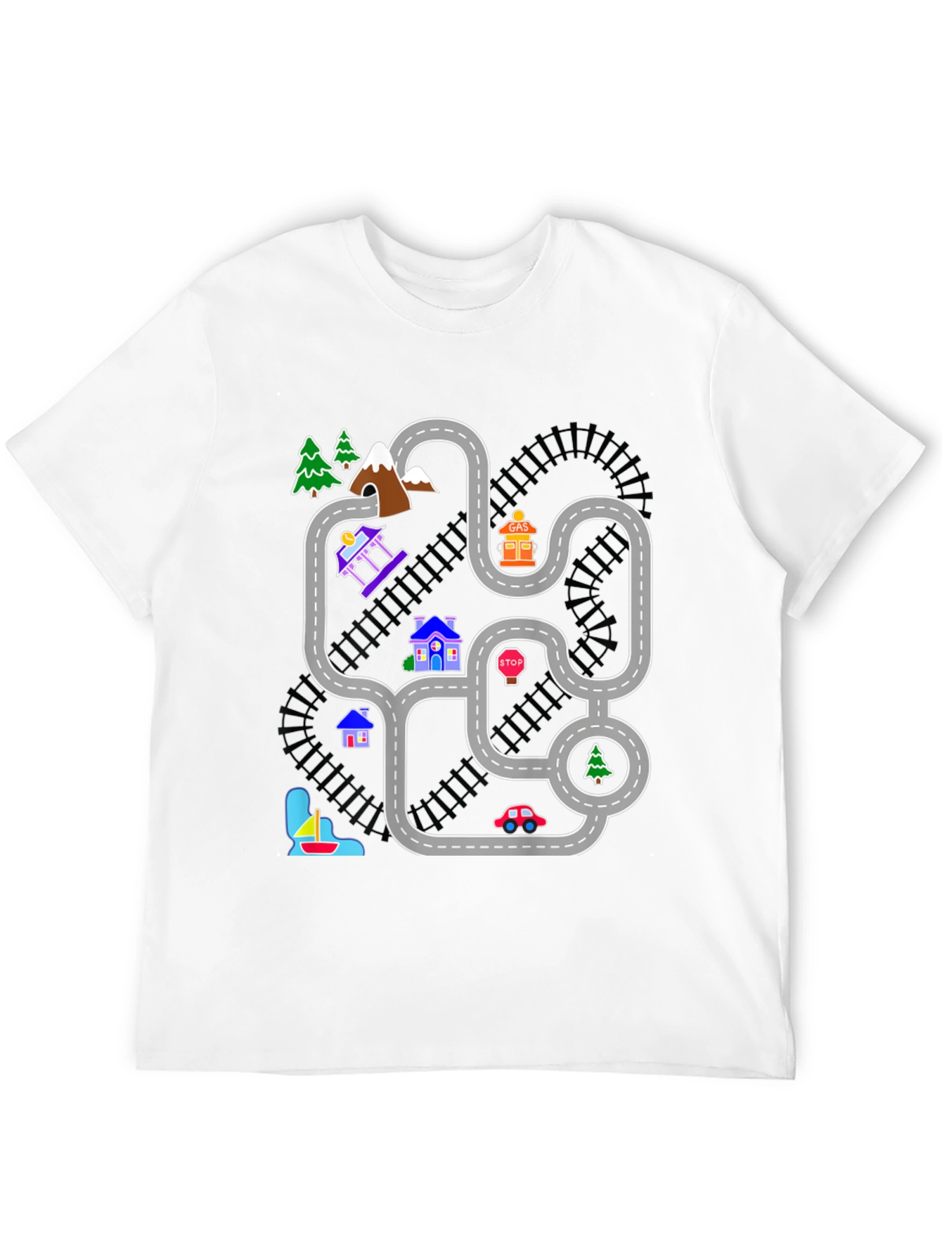 Black Playful Road Map Graphic Tee view 12