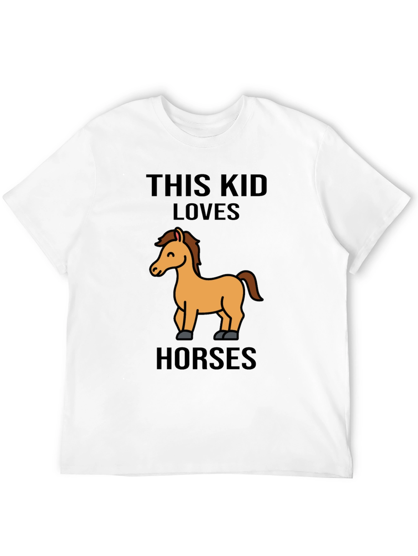 Black Cute Horse Lover Kids Black T-Shirt view 12