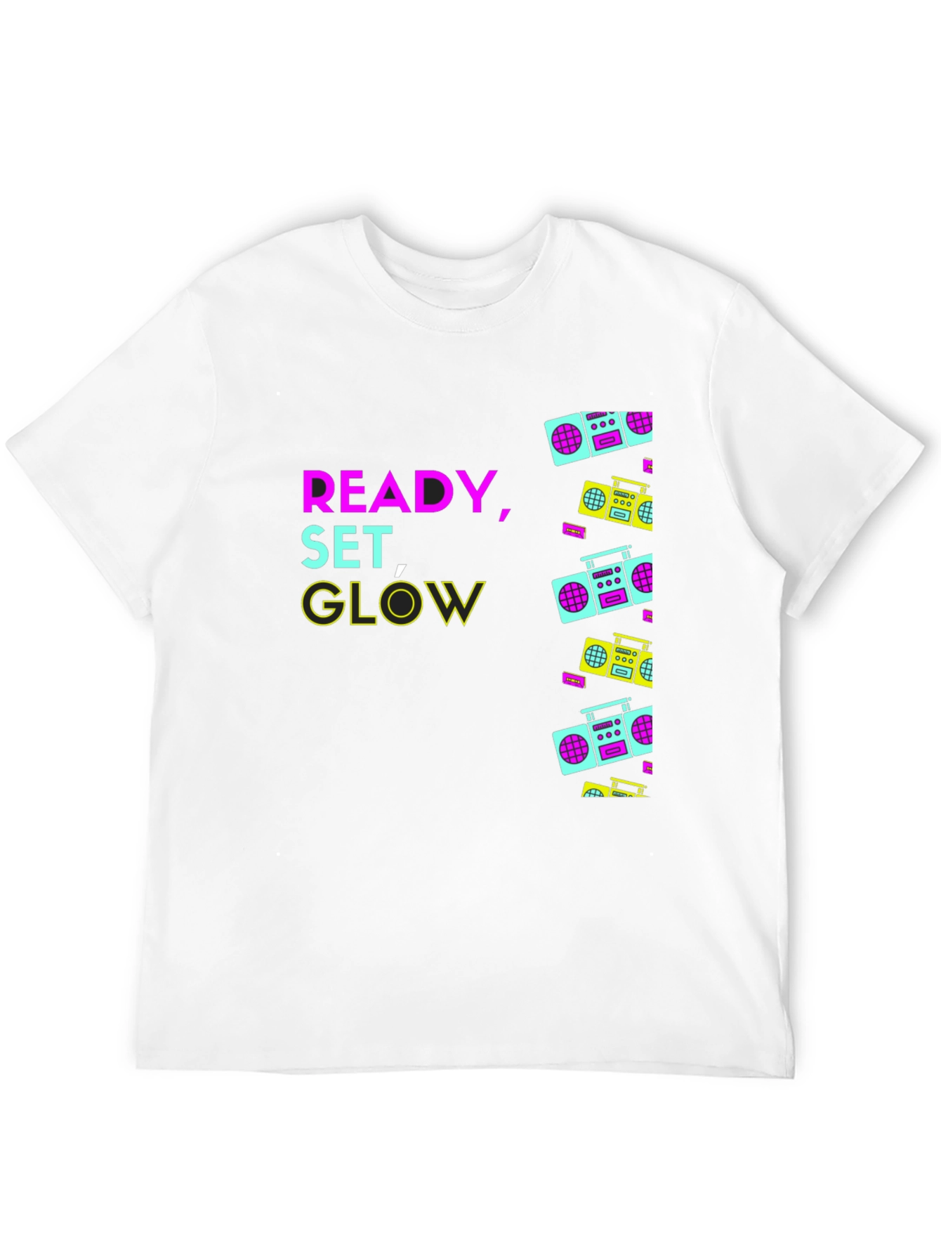 Black Retro Boombox Graphic T-Shirt - Ready, Set, Glow view 12