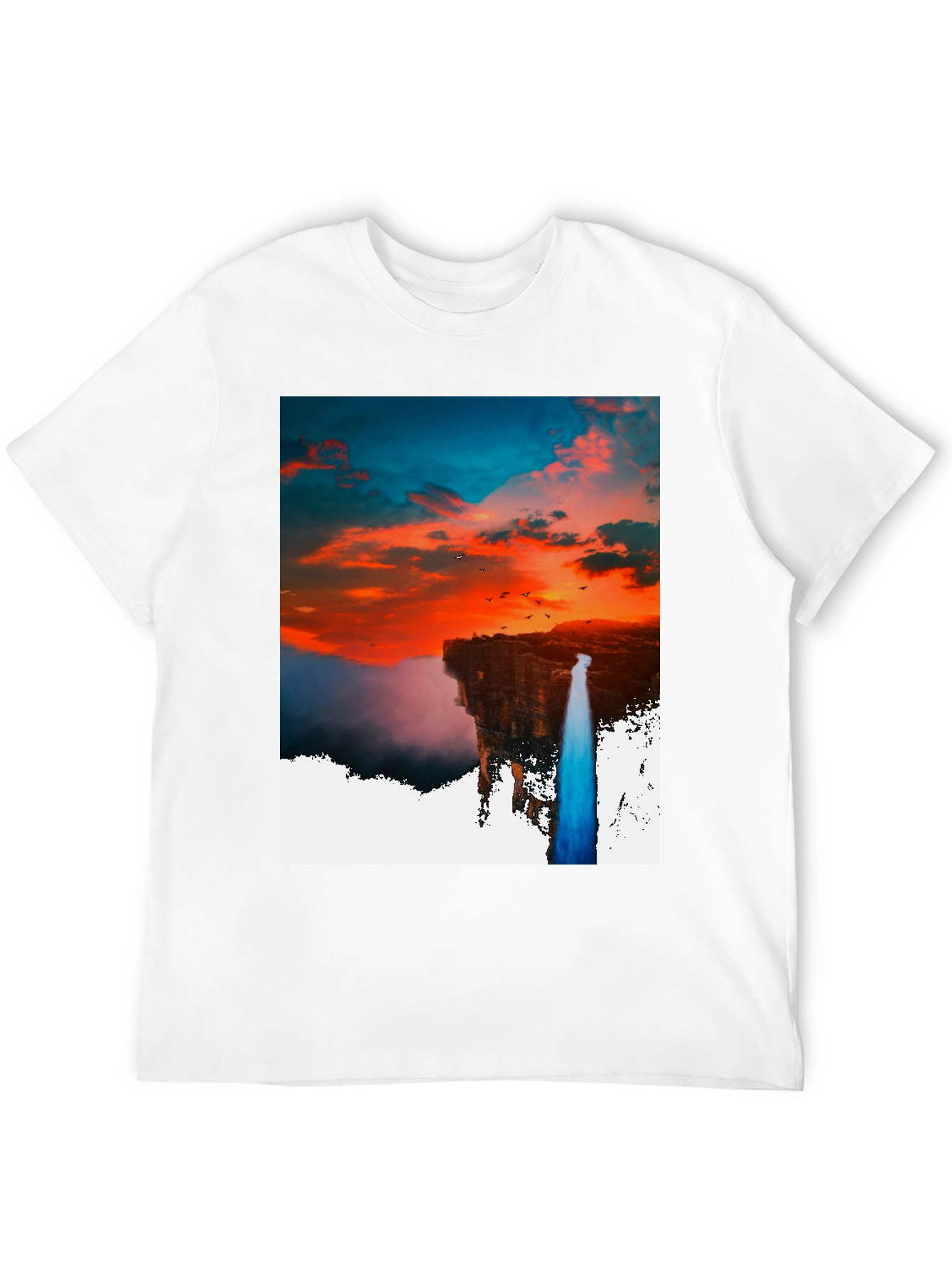 Black Sunset Waterfall Graphic Tee - Unique Design view 12