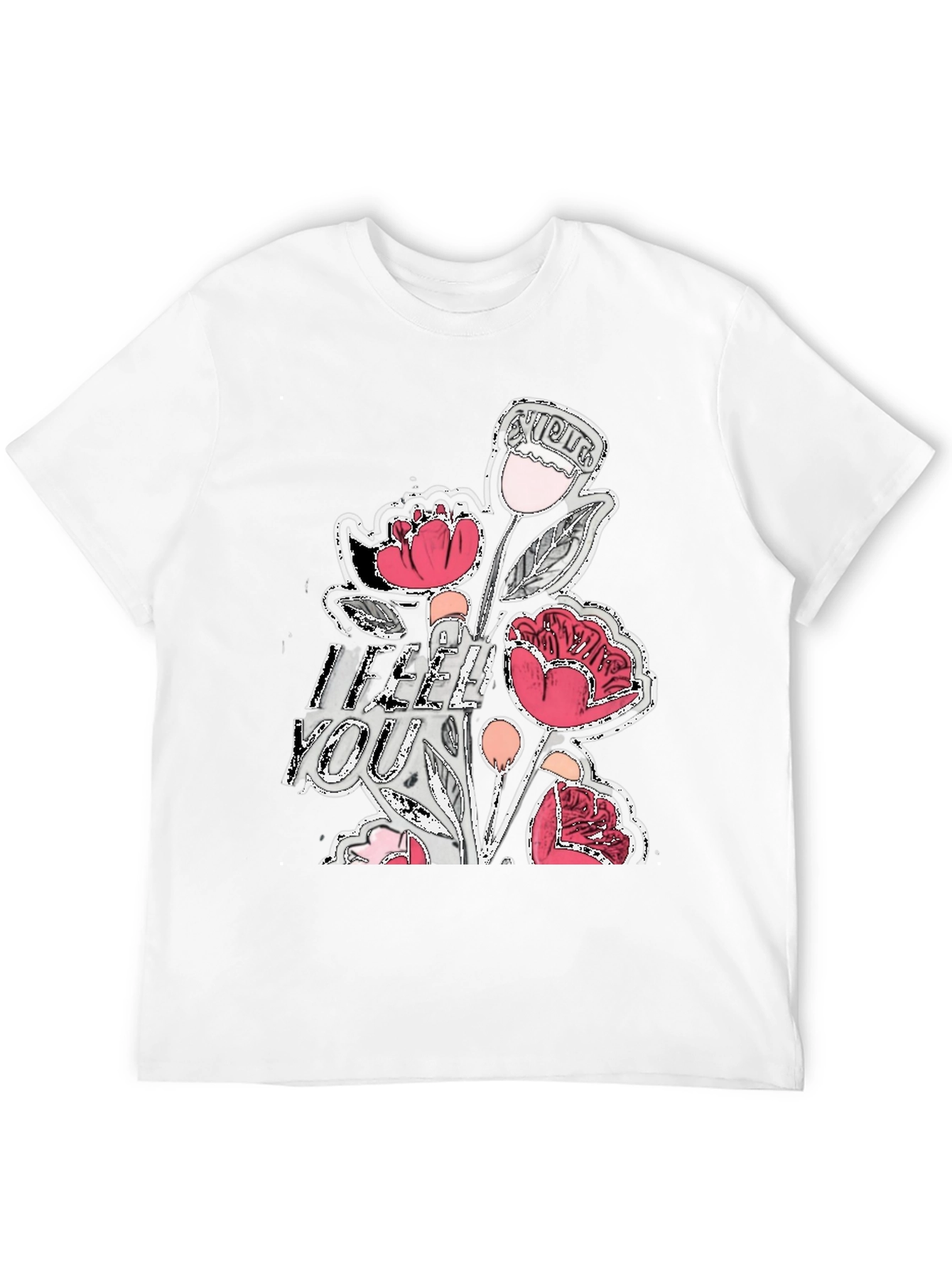 Black Floral Graphic Print Crew Neck Tee - Casual Style view 12