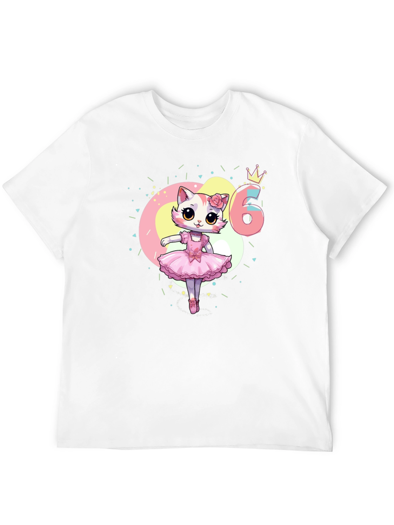 Black Cute Kitty Ballerina 6th Birthday T-Shirt view 12