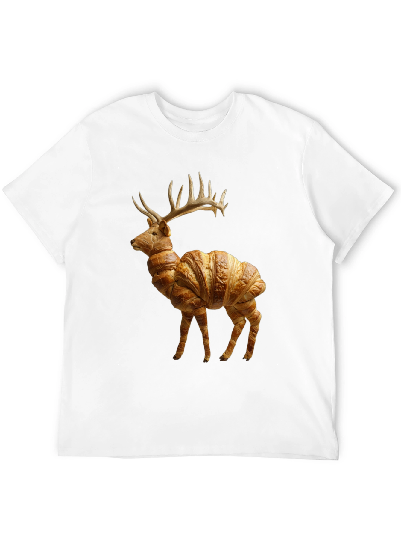 Croissant Deer T-Shirt - Unique Food Animal Tee - 12