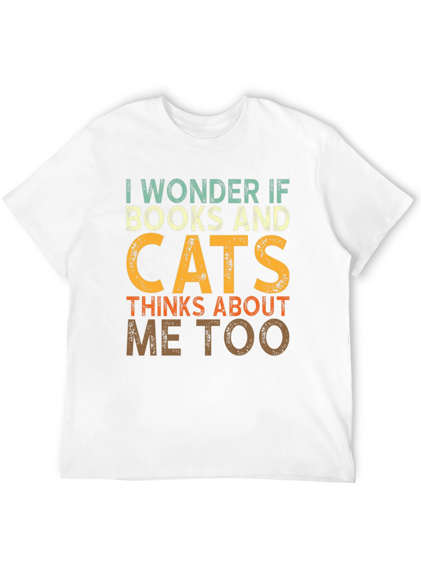 Black I Wonder If Books & Cats T-Shirt view 12